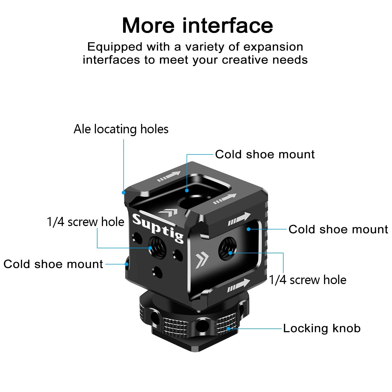 Suptig 3 Port Cold Shoe Mount with 1/4"-20 Thread for Camera Cage Flash LED Monitor Microphone etc. - Image 3