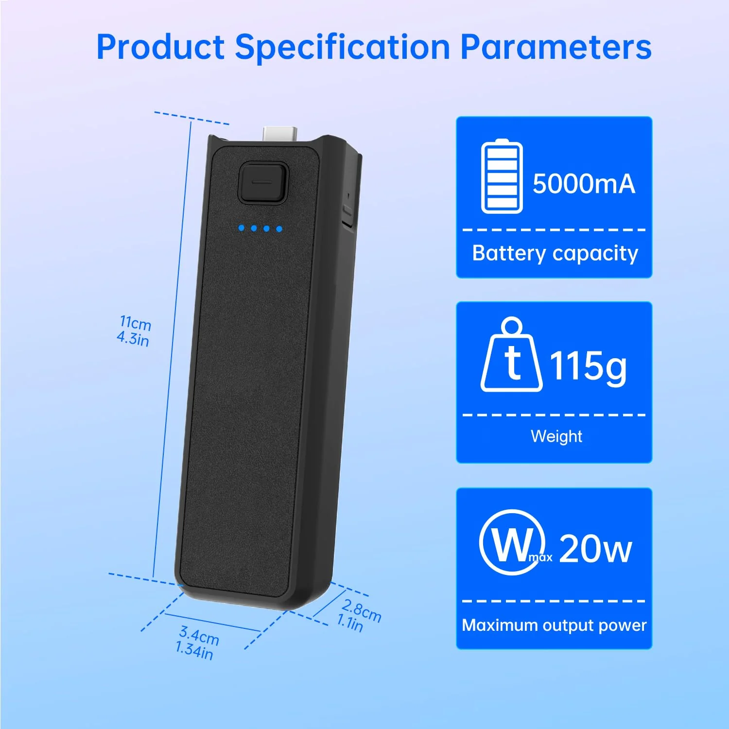 Suptig Handle Grip Battery Charger Battery Handle Built-in 5000mAh Battery Compatible for DJI Pocket 3, Xtra Muse Gopro, Insta 360, Akaso, Phone, Digital Camera - Image 8