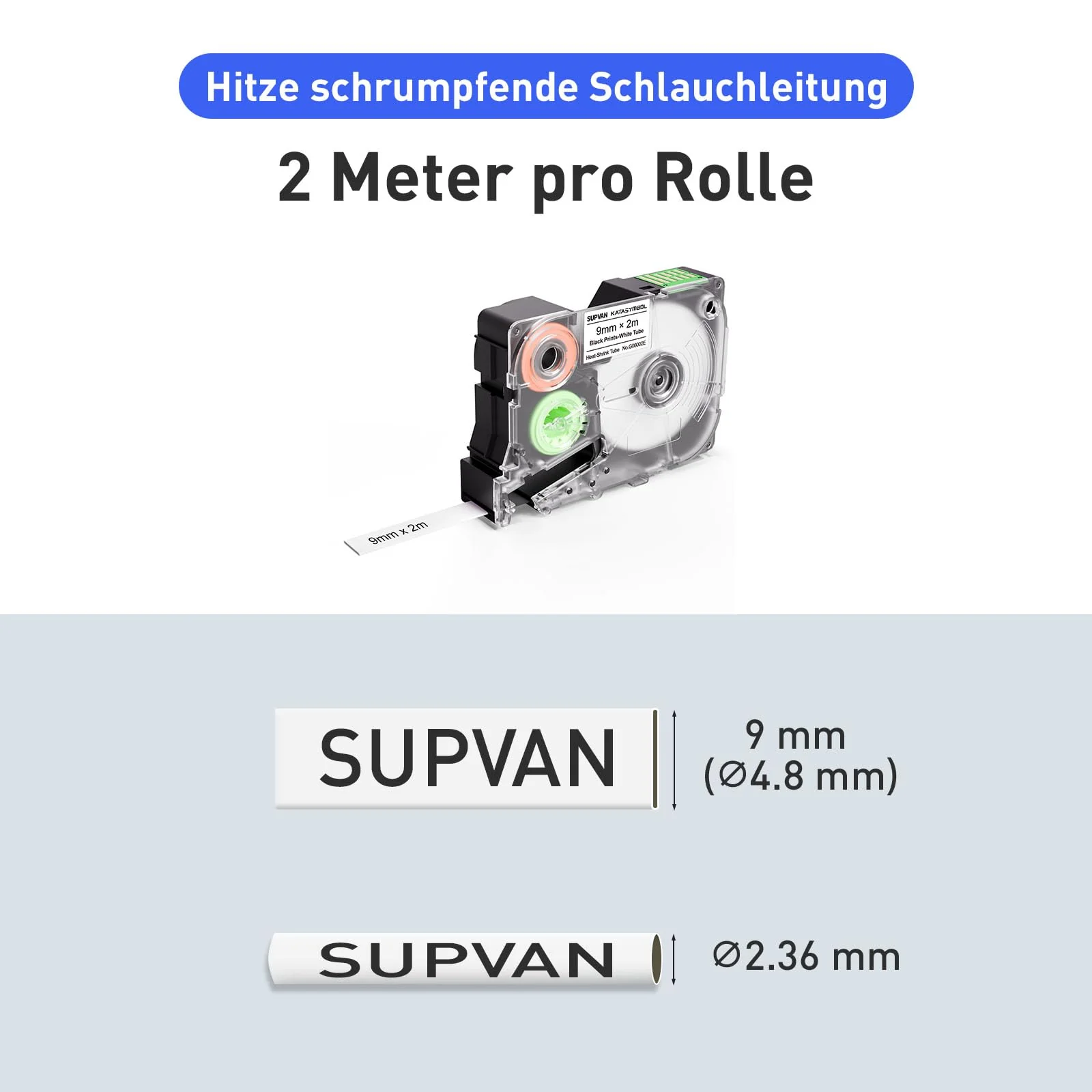 SUPVAN G15M Heat Shrink Tube 2:1, Heat Shrink Tube White for Cable Insulation, Marking, Cable Bundling (Diameter 4.8 mm, 2 m) Ø 4,8 mm - Image 2