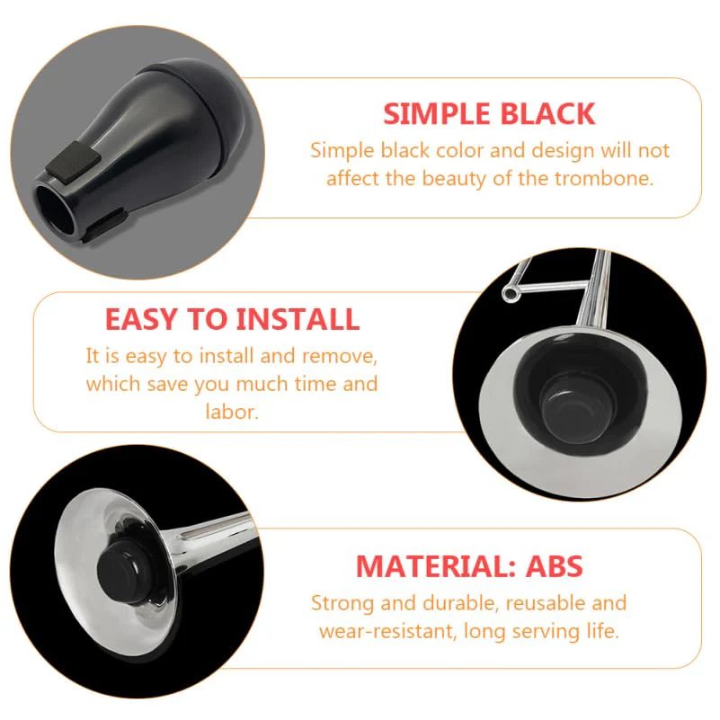 SUPVOX 2pcs Trombone Mute Plastic Tenor Trombone Straight Mute Lightweight for Practice Easy to Install Reusable Accessory for Musicians 13.2X8X4.8CMx2pcs Blackx2pcs - Image 4