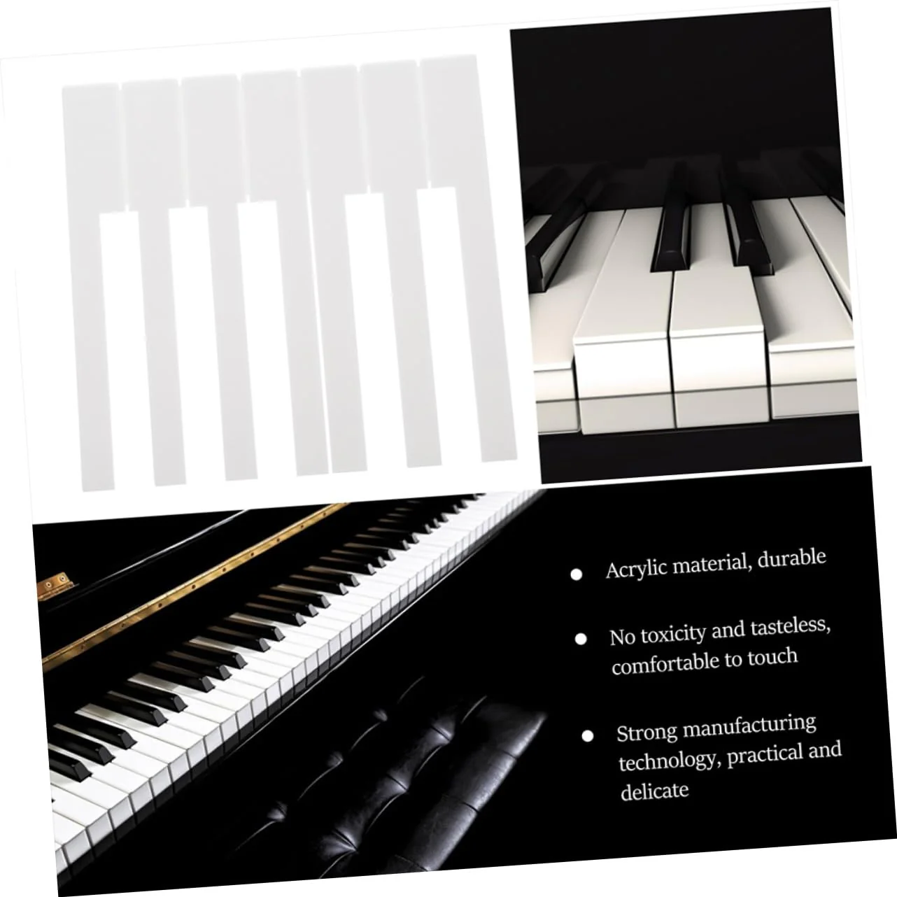 SUPVOX 52Pcs piano white piano key caps key veneers board new s board board accessories tops matte Instrument supplies Acrylic - Image 3