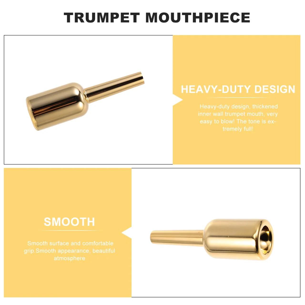 SUPVOX Gold-Plated Trumpet Mouthpiece 3.42X1.02 Inch Professional Brass Instrument Accessory Replacement Part for Elegant Sound and Comfortable Play 8.7X2.6X2.6CM 3C - Image 2