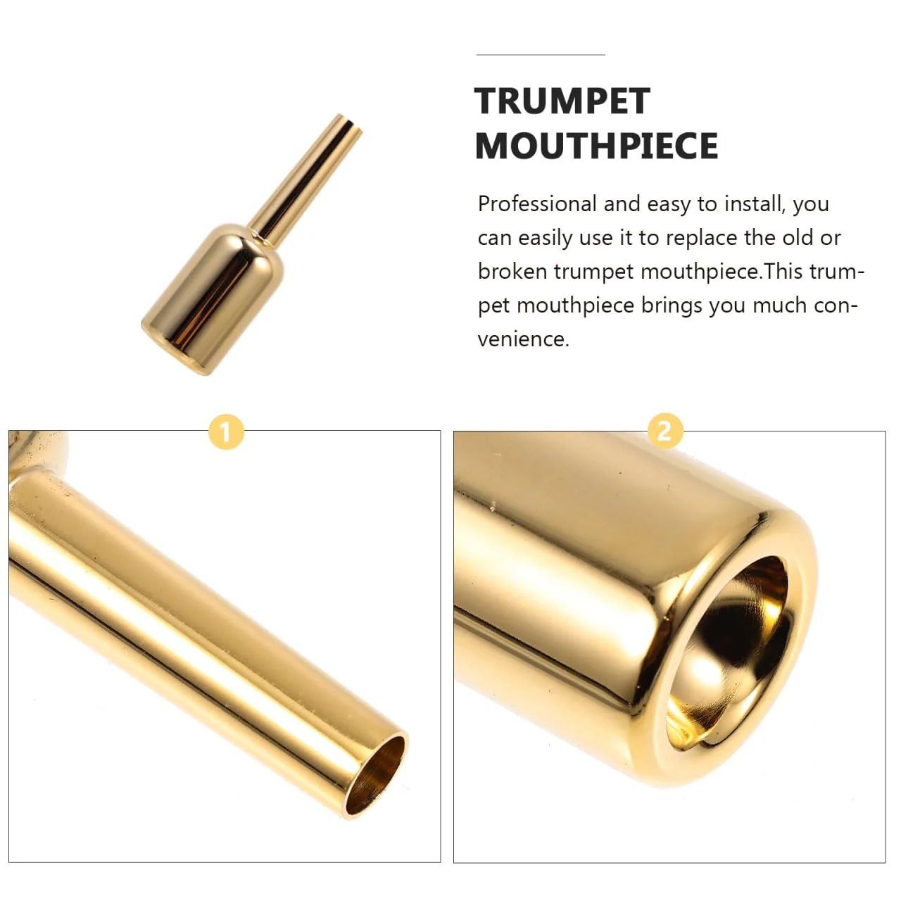 SUPVOX Gold-Plated Trumpet Mouthpiece 3.42X1.02 Inch Professional Brass Instrument Accessory Replacement Part for Elegant Sound and Comfortable Play 8.7X2.6X2.6CM 3C - Image 4