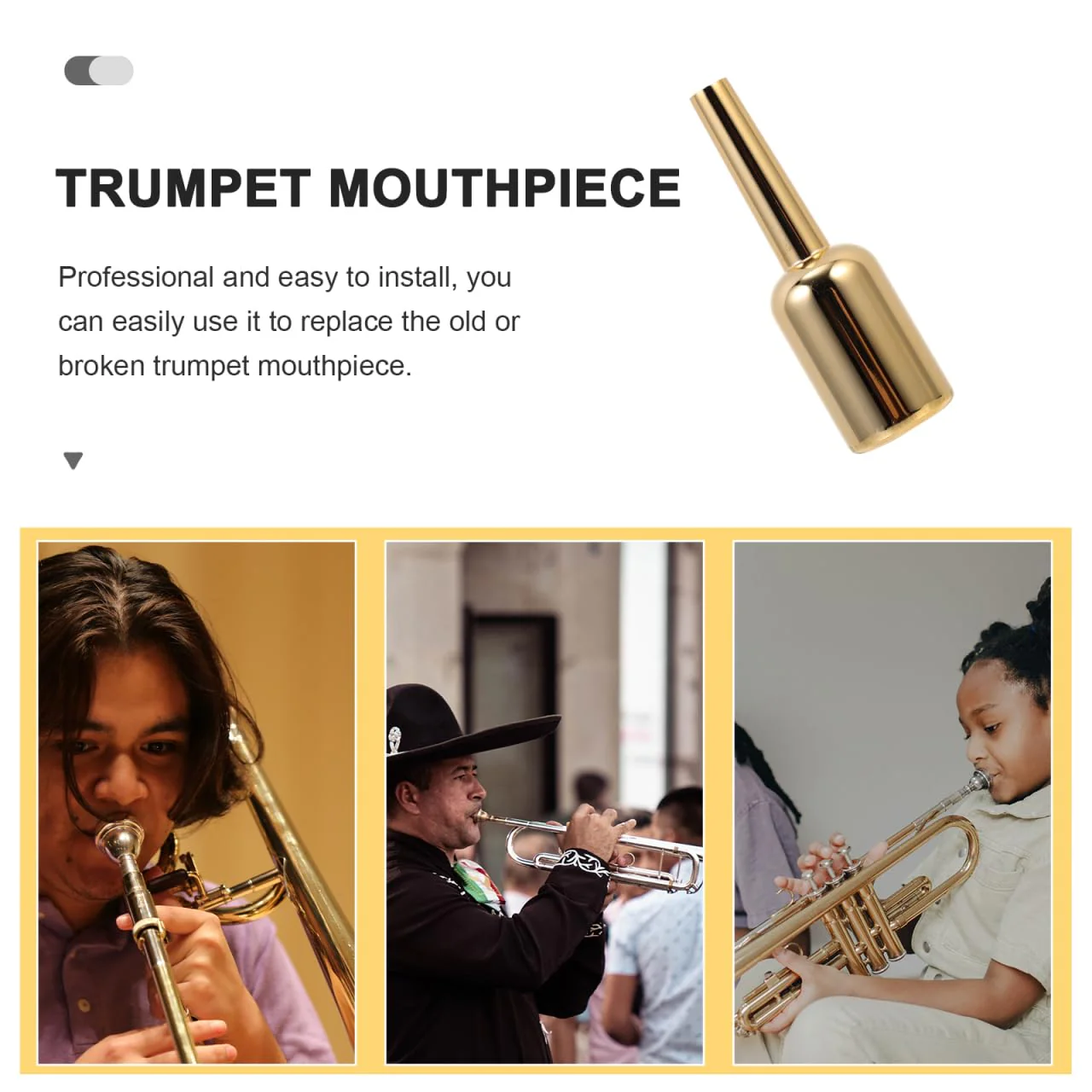 SUPVOX Gold-Plated Trumpet Mouthpiece 3.42X1.02 Inch Professional Brass Instrument Accessory Replacement Part for Elegant Sound and Comfortable Play 8.7X2.6X2.6CM 3C - Image 7