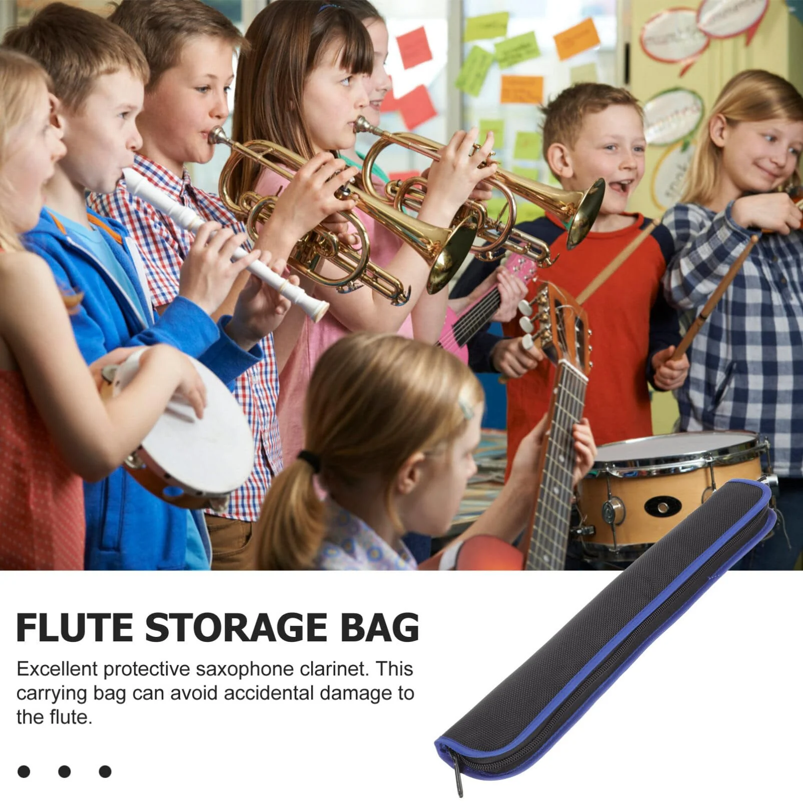 SUPVOX Sax Bag Blue Tote Bag Flute Carry Bag Flute Storage Bag Soprano Recorder Case Recorder Instrument Carrying Bag Flute Protective Case Soprano Recorder Case Bag Oxford Cloth Black - Image 8