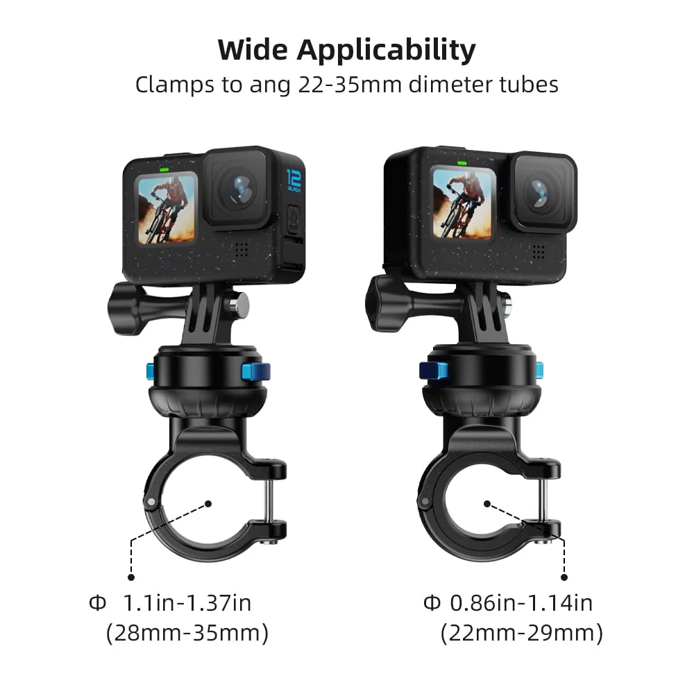 SUREWO Magnetic Quick Release Handlebar Bike Pole Mount, Motorcycle Handlebar Clamp Mount with Shock-Absorbing Base Compatible with Go Pro Hero 13/12/11/10/9/8/7 Black,DJI Osmo Action 5 pro/4/3 Plastic - Image 6