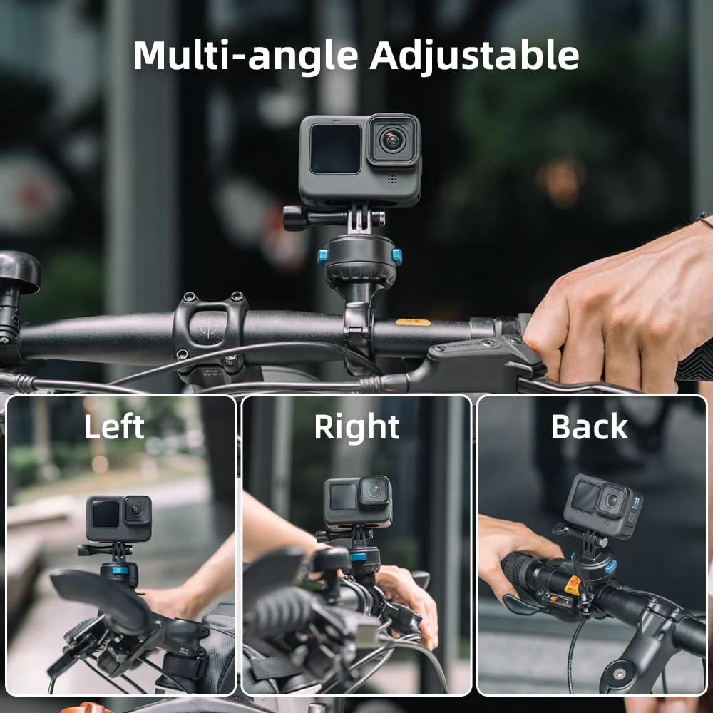 SUREWO Magnetic Quick Release Handlebar Bike Pole Mount, Motorcycle Handlebar Clamp Mount with Shock-Absorbing Base Compatible with Go Pro Hero 13/12/11/10/9/8/7 Black,DJI Osmo Action 5 pro/4/3 Plastic - Image 7