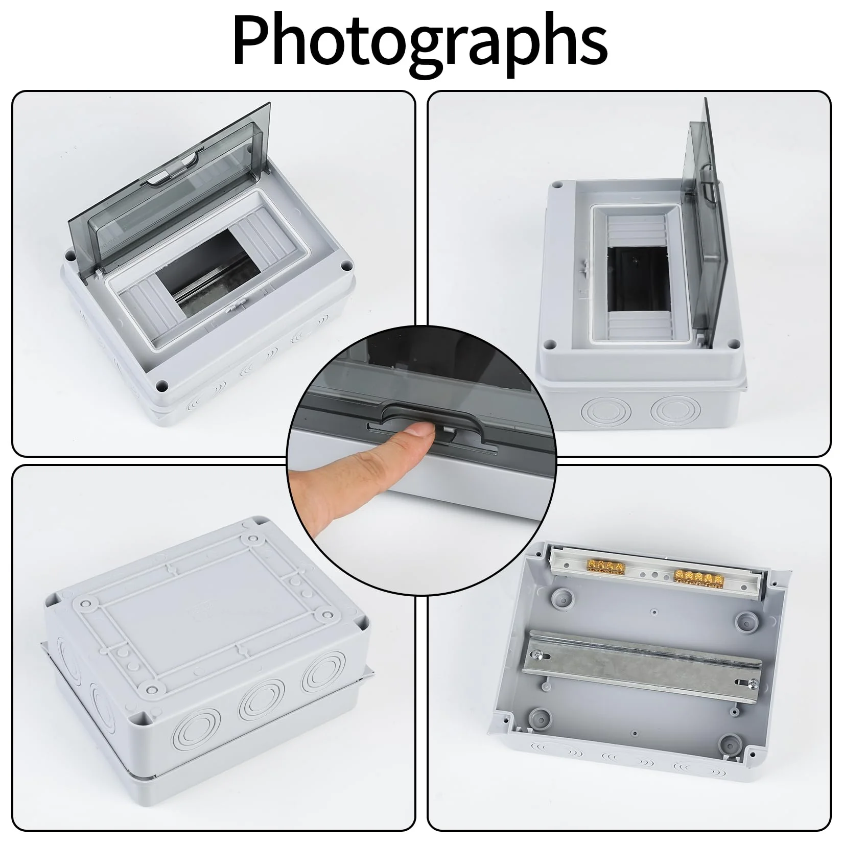 Surface Mount Fuse Box Distribution Box Surface Mount Small Distribution Box IP65 1 Row 8 Modules Wet Room Surface Mounted Distributor with Clamp for Outdoor Garden Farm Shop 8 Wege - Image 3