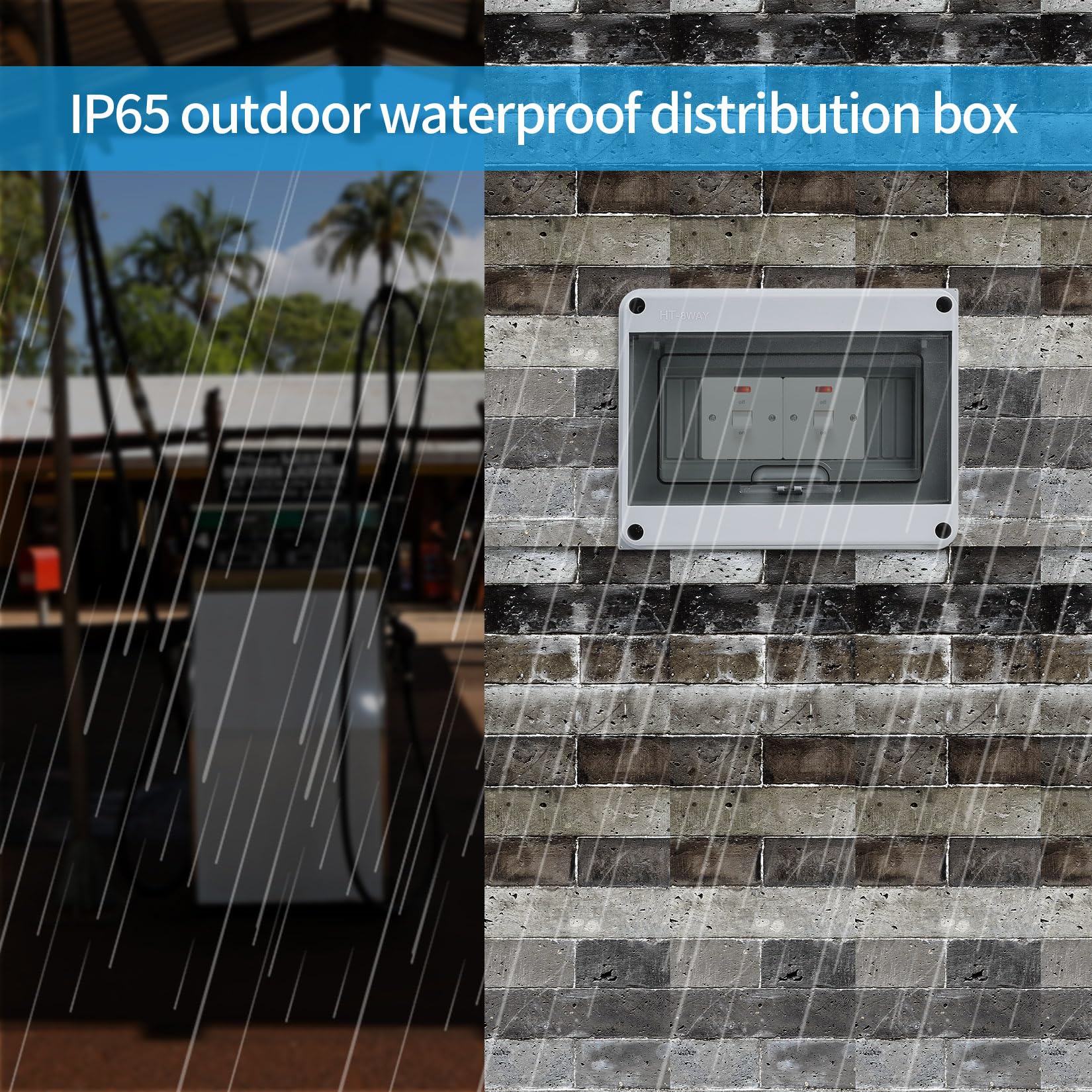 Surface Mount Fuse Box Distribution Box Surface Mount Small Distribution Box IP65 1 Row 8 Modules Wet Room Surface Mounted Distributor with Clamp for Outdoor Garden Farm Shop 8 Wege - Image 6