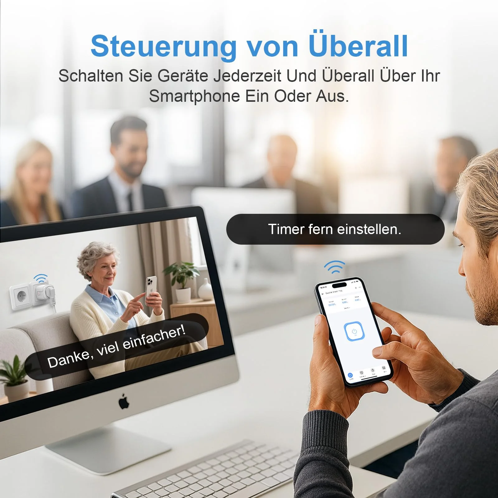 SURFOU WLAN Socket with Timer & Current Meter, Smart Plug 16A with App Control, Voice Control, Timer, for Alexa & Google Home, 2.4GHz WiFi, Remote Access, No Hub Required gray - Image 3