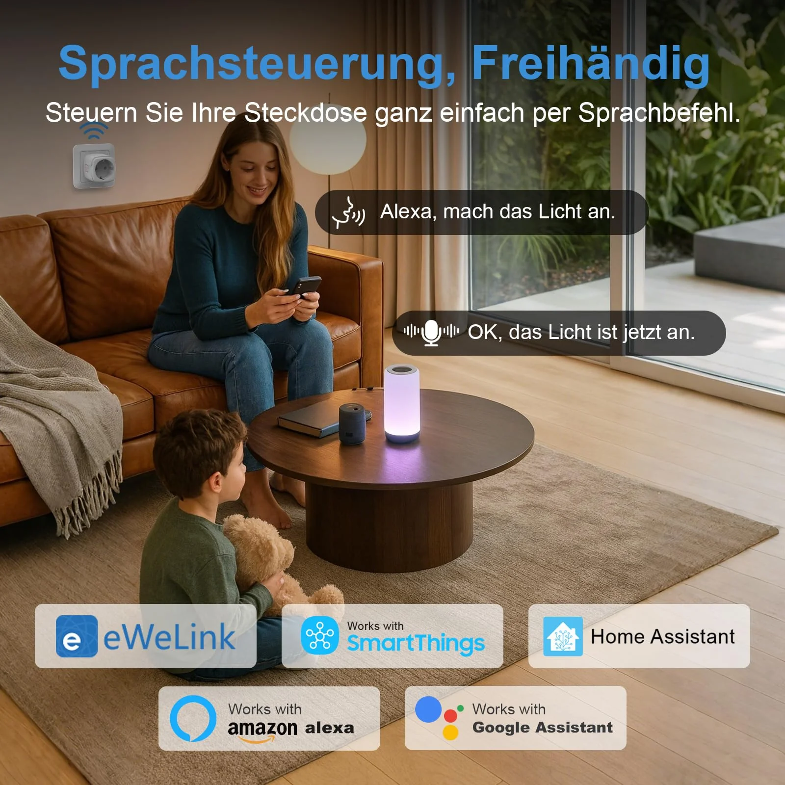 SURFOU WLAN Socket with Timer & Current Meter, Smart Plug 16A with App Control, Voice Control, Timer, for Alexa & Google Home, 2.4GHz WiFi, Remote Access, No Hub Required gray - Image 7