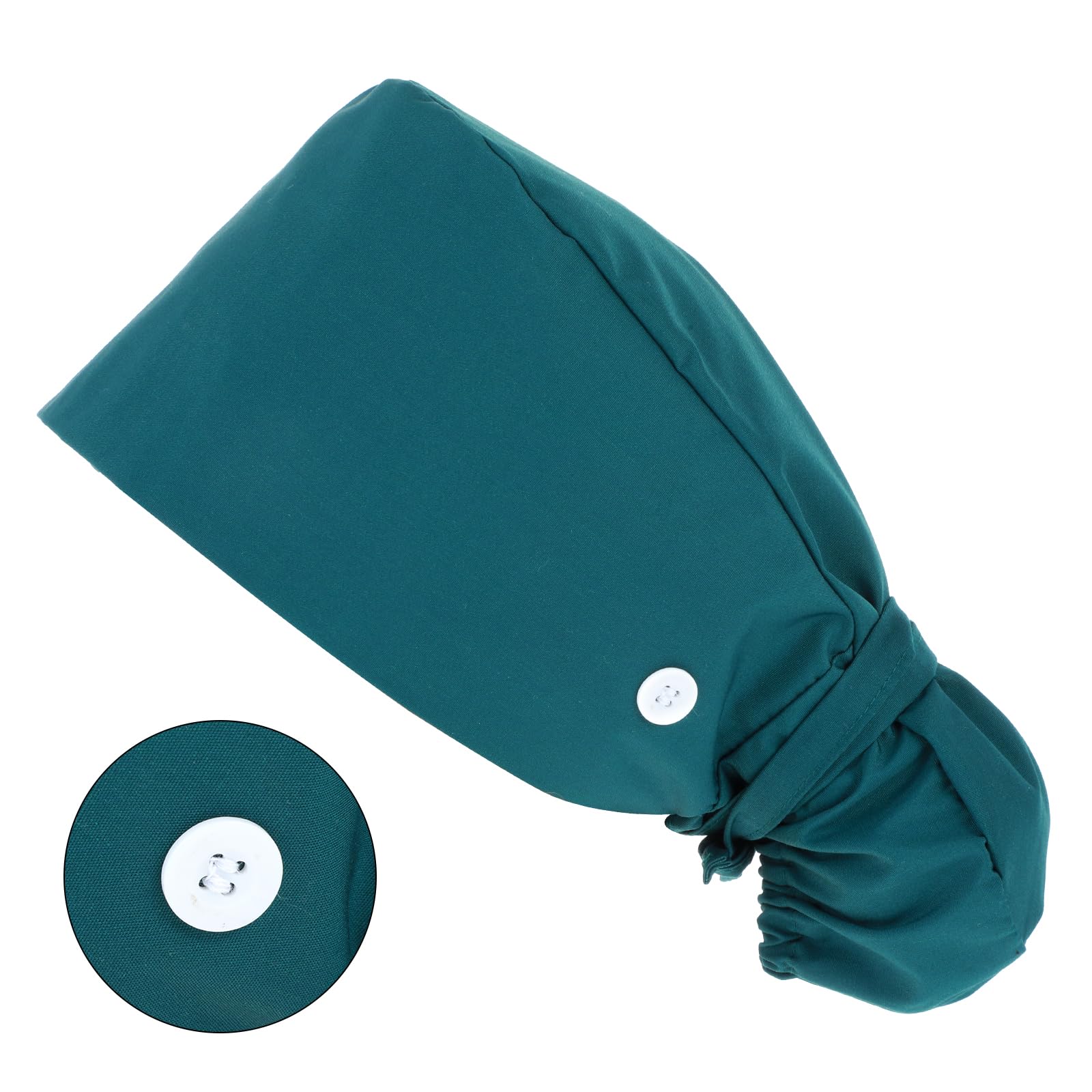 Surgical Cap Fabric Green Cotton Scrub Hat Surgical Hat Nurse Hat Surgical Caps Adjustable Work Hat with Button Sweatband Ponytail Pocket Hat Lace-up Hat for Women - Image 8