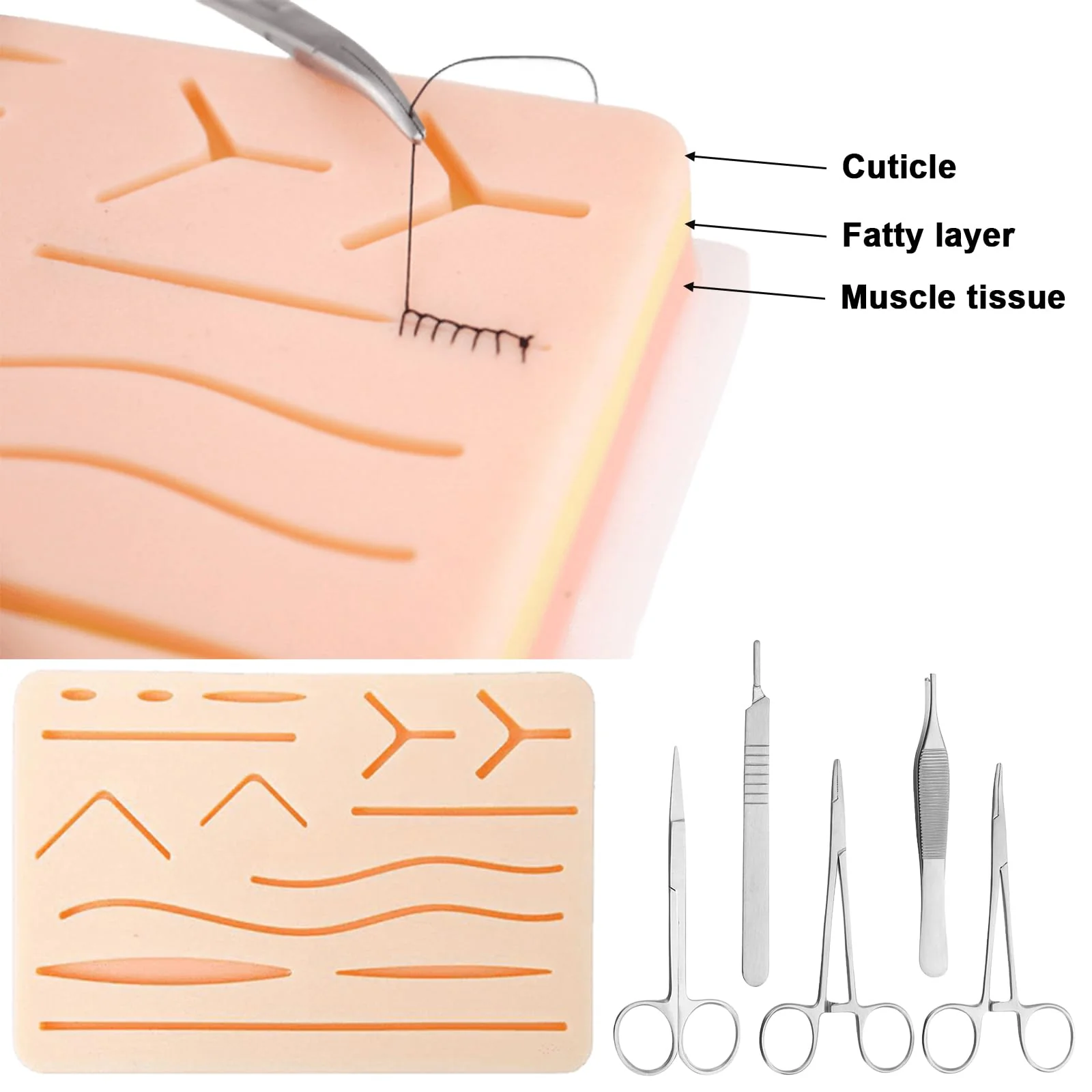 Surgical Suture Set: Suture Material Surgery, Suture Practice Kit, Silicone Sewing Pad with Tool Set, Wound Suture Exercise Set, Sewing Kit Medicine, Surgical Suture Set Wound Suture Exercise Set - Image 3
