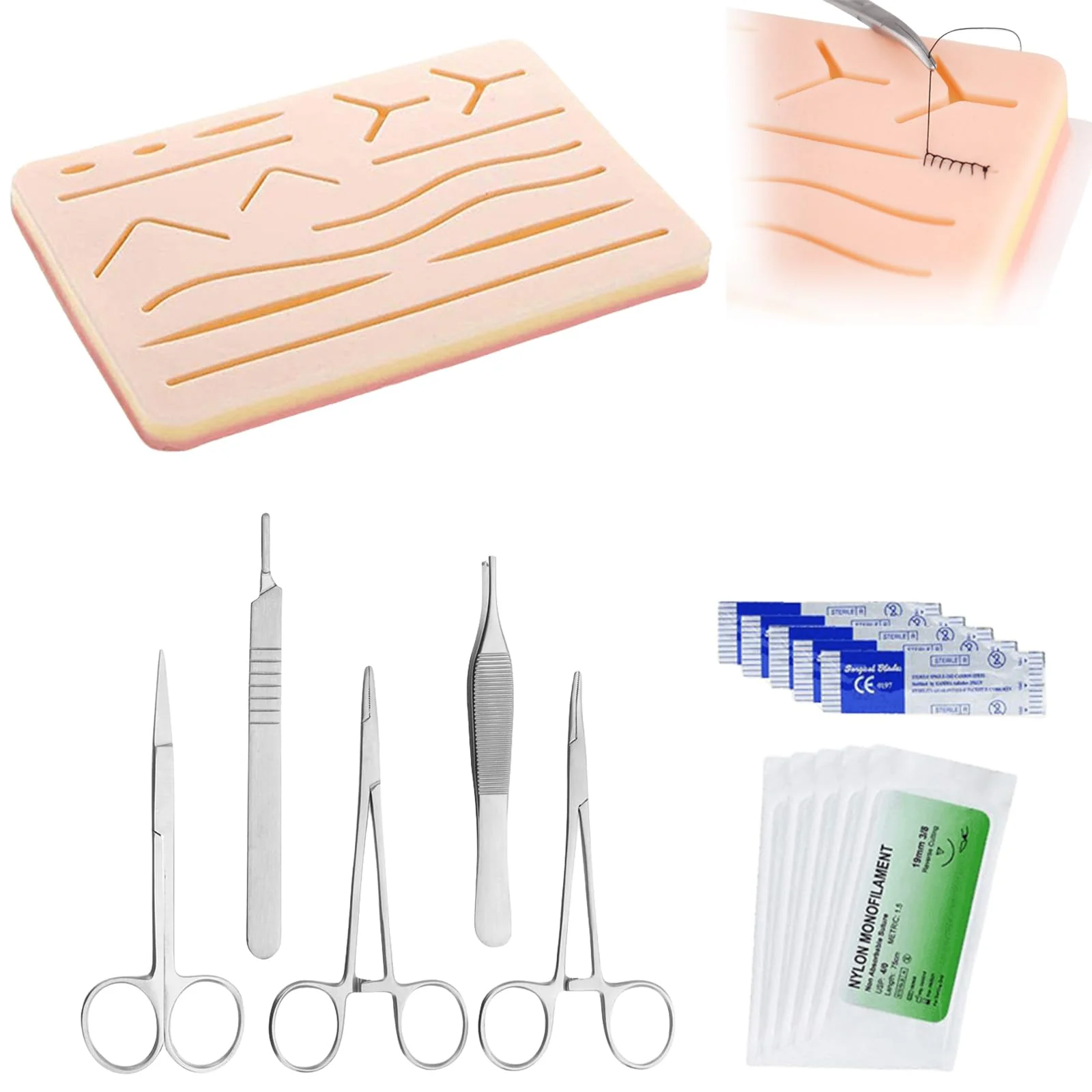 Surgical Suture Set: Suture Material Surgery, Suture Practice Kit, Silicone Sewing Pad with Tool Set, Wound Suture Exercise Set, Sewing Kit Medicine, Surgical Suture Set Wound Suture Exercise Set - Image 7