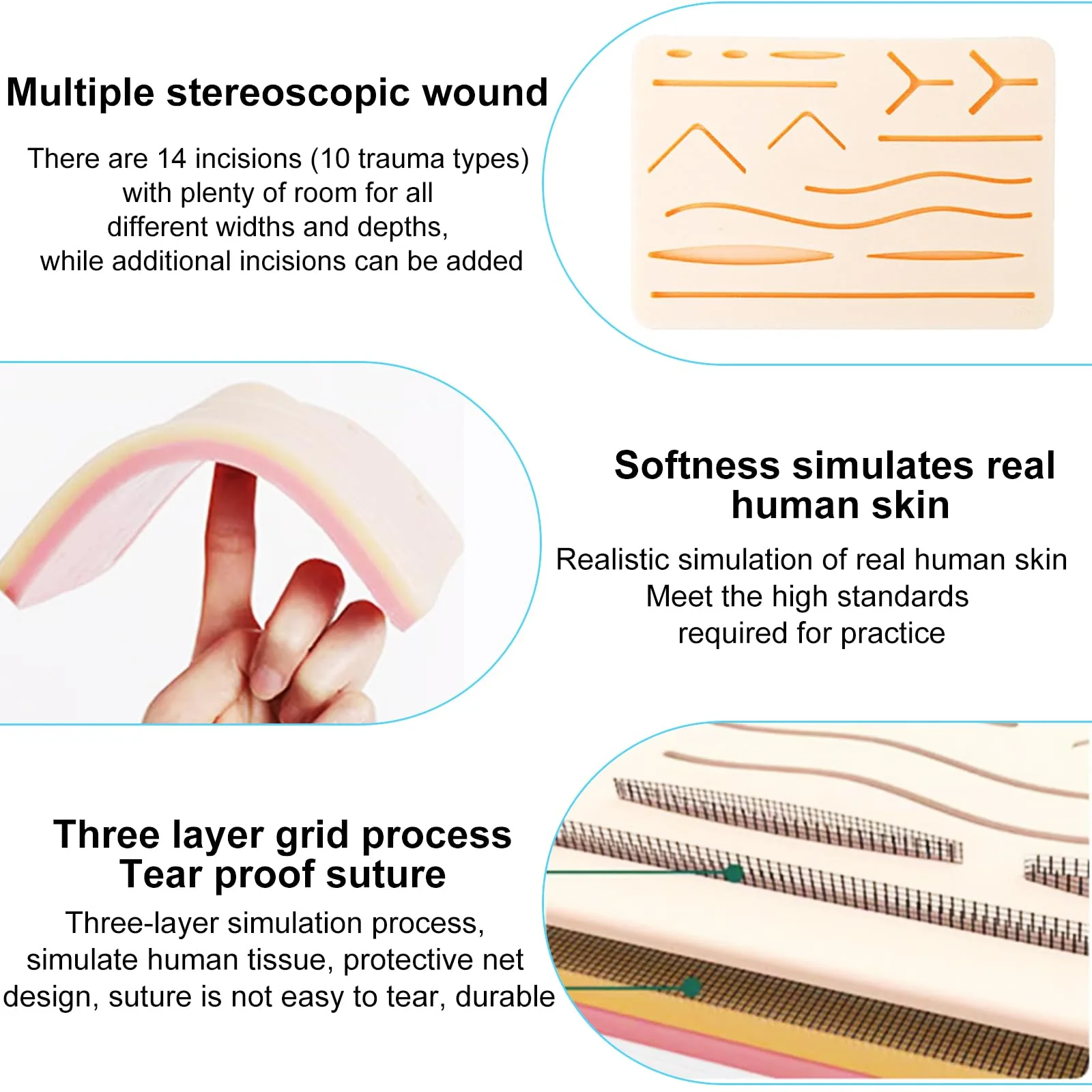 Surgical Suture Set, Suture Training Set, Wound Seam Exercise Set, Silicone Sewing Cushion with Tool Set, Suture Training, Suture Pad, Suture Practice Kit, Silicone Suture Simulator, Ideal Gift for - Image 4