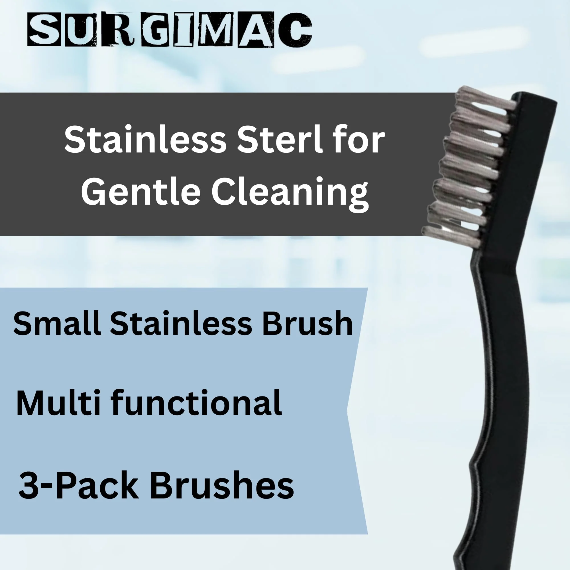 SurgiMac Instrument Cleaning Brush with Stainless Steel Bristles, Reusable Multi-Purpose Cleaning Tool for Tough Surfaces & Small Parts, 3-Pack - Image 5