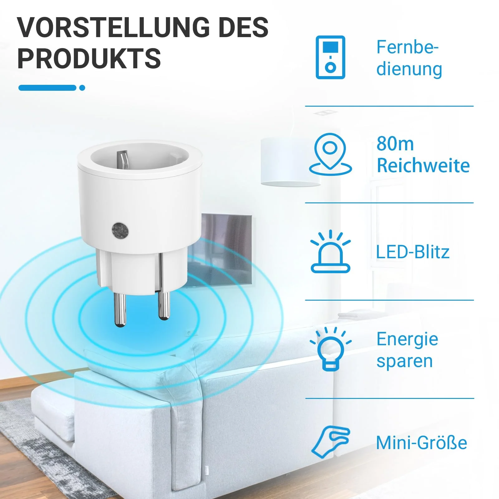 SURNICE Sockets with Remote Control, 10 A/2300 W, 40 m Long Range, Radio Sockets with Remote Control, Programmable, 3 Pack Sockets and 1 Remote Control (1T + 3R) 1T+3R - Image 2