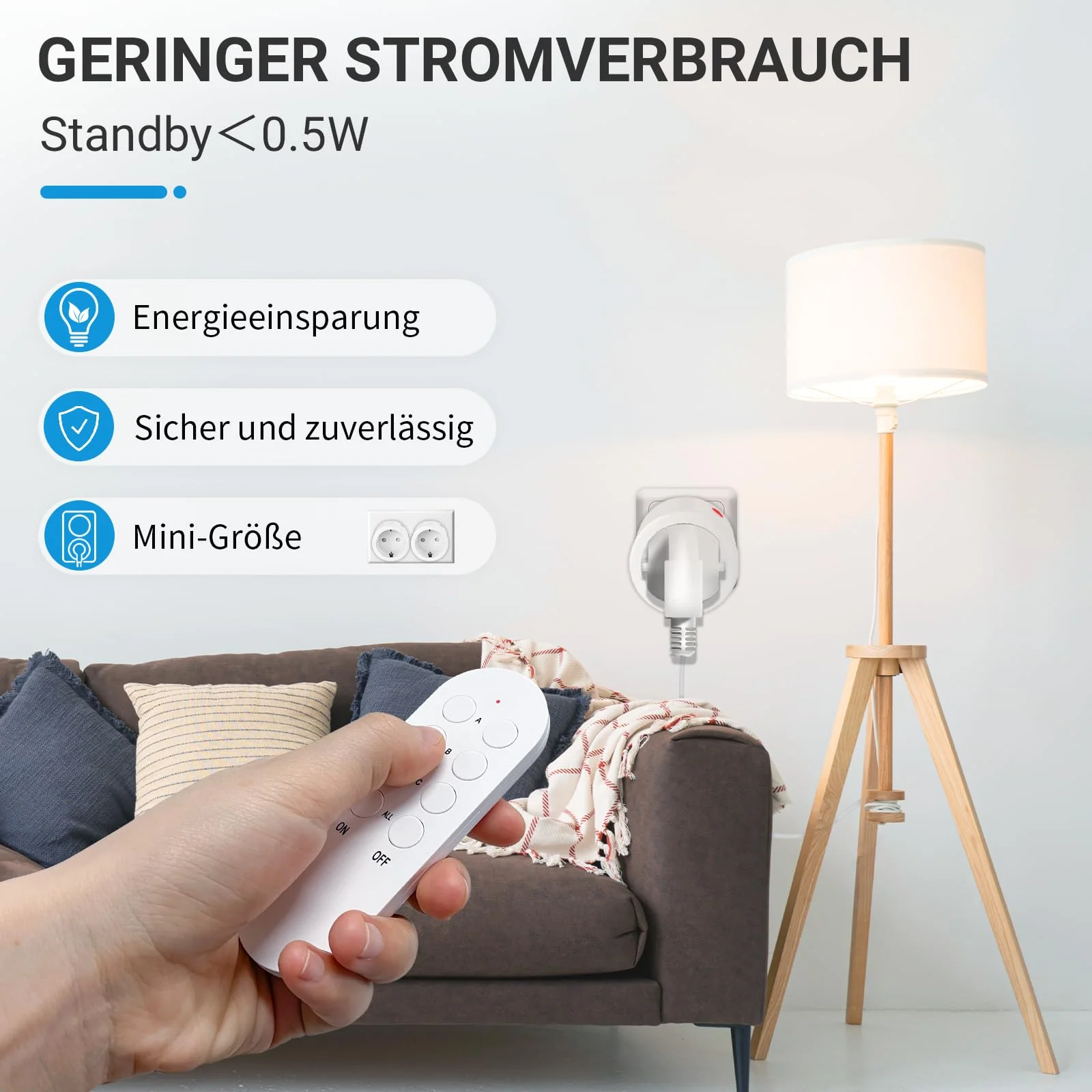 SURNICE Sockets with Remote Control, 10 A/2300 W, 40 m Long Range, Radio Sockets with Remote Control, Programmable, 3 Pack Sockets and 1 Remote Control (1T + 3R) 1T+3R - Image 3