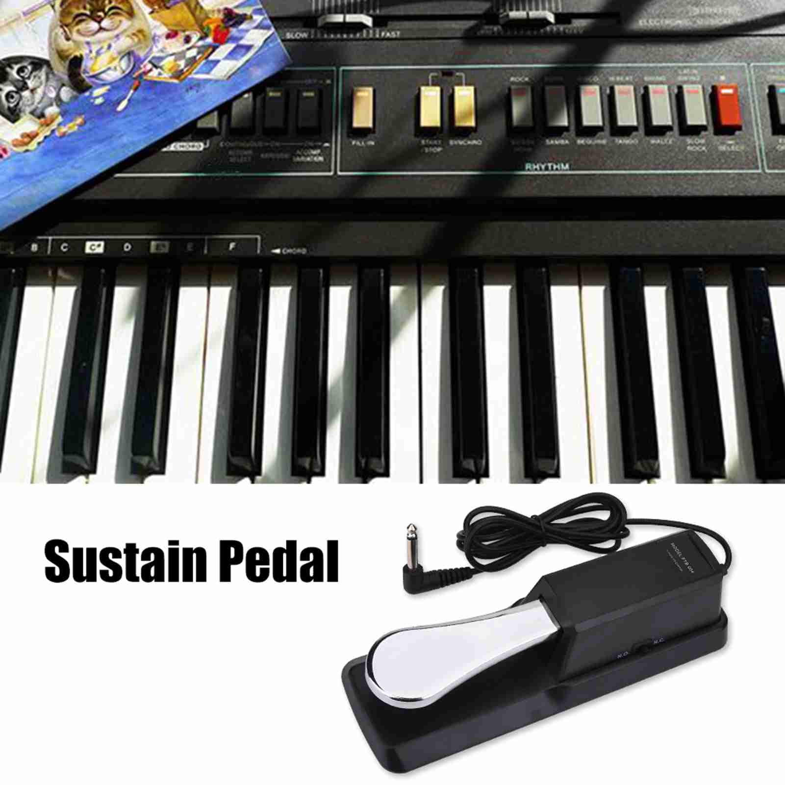 Sustain Pedal, 1/ 4in Jack Digital Piano Foot Pedal Mat for Electronic Organ, Electric Piano, Synthesizer, Midi Keyboard - Image 5