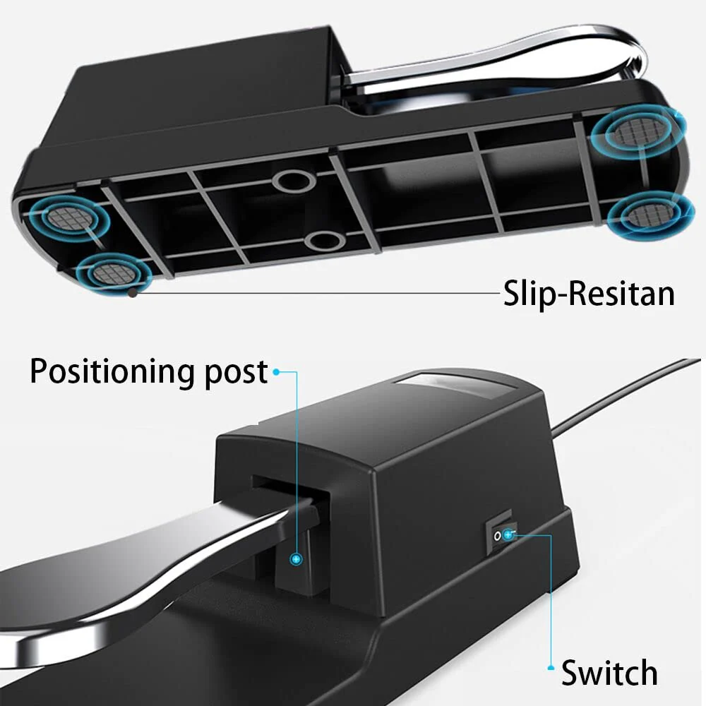 Sustain Pedal for Keyboard, Goldby Universal Keyboard Sustain Pedal for Yamaha, Casio, Roland, Korg Digital Pianos MIDI Keyboard Electronic Keyboards Electric Organ Synthesizer, 1/4 Inch Jack (Sliver) Sliver - Image 3