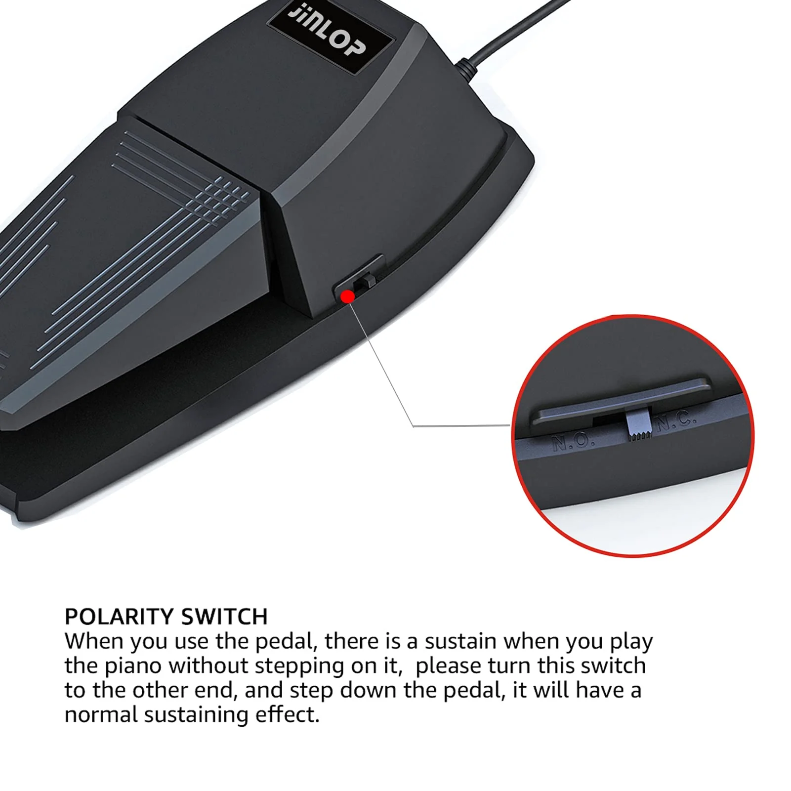 Sustain Pedal，Keyboard Piano Pedal with Polarity Switch for Electronic Keyboards，Digital Pianos， MIDI Keyboards and More - Image 3
