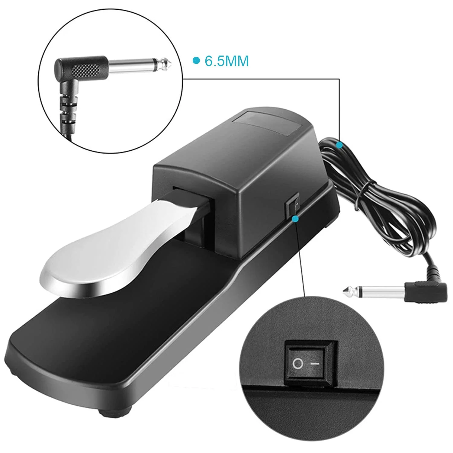 Sustain Pedal, Professional Damper Foot Pedal, Universal Piano Foot Pedal for Piano Midi Electronic Keyboards - Image 2