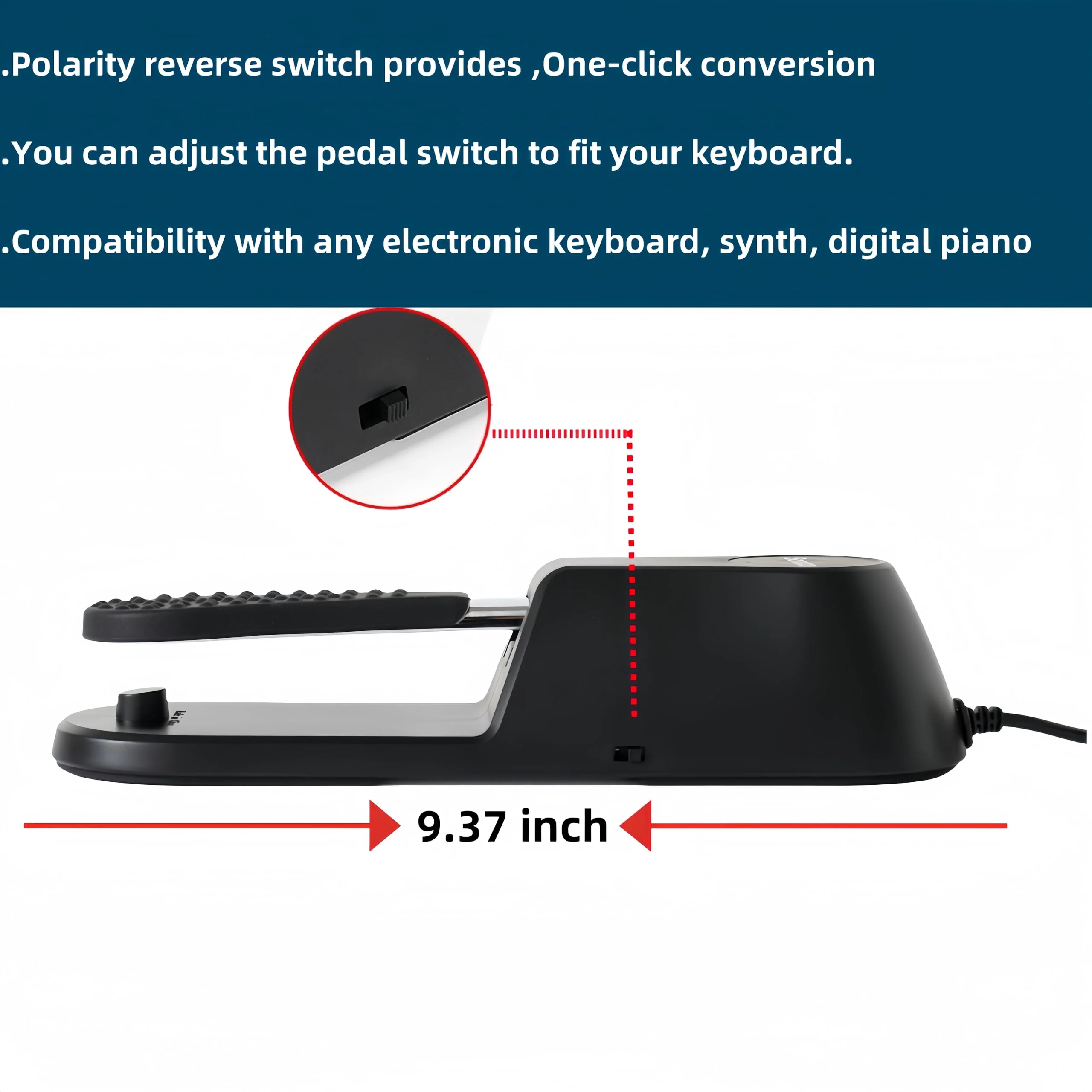Sustain Pedal Univerdal for Keyboard with Polarity Switch for Yamaha Casio Roland Korg Behringer Moog Piano Midi Electronic keyboards Style Piano Foot Pedal (Upgrade Version) Upgrade Version - Image 3