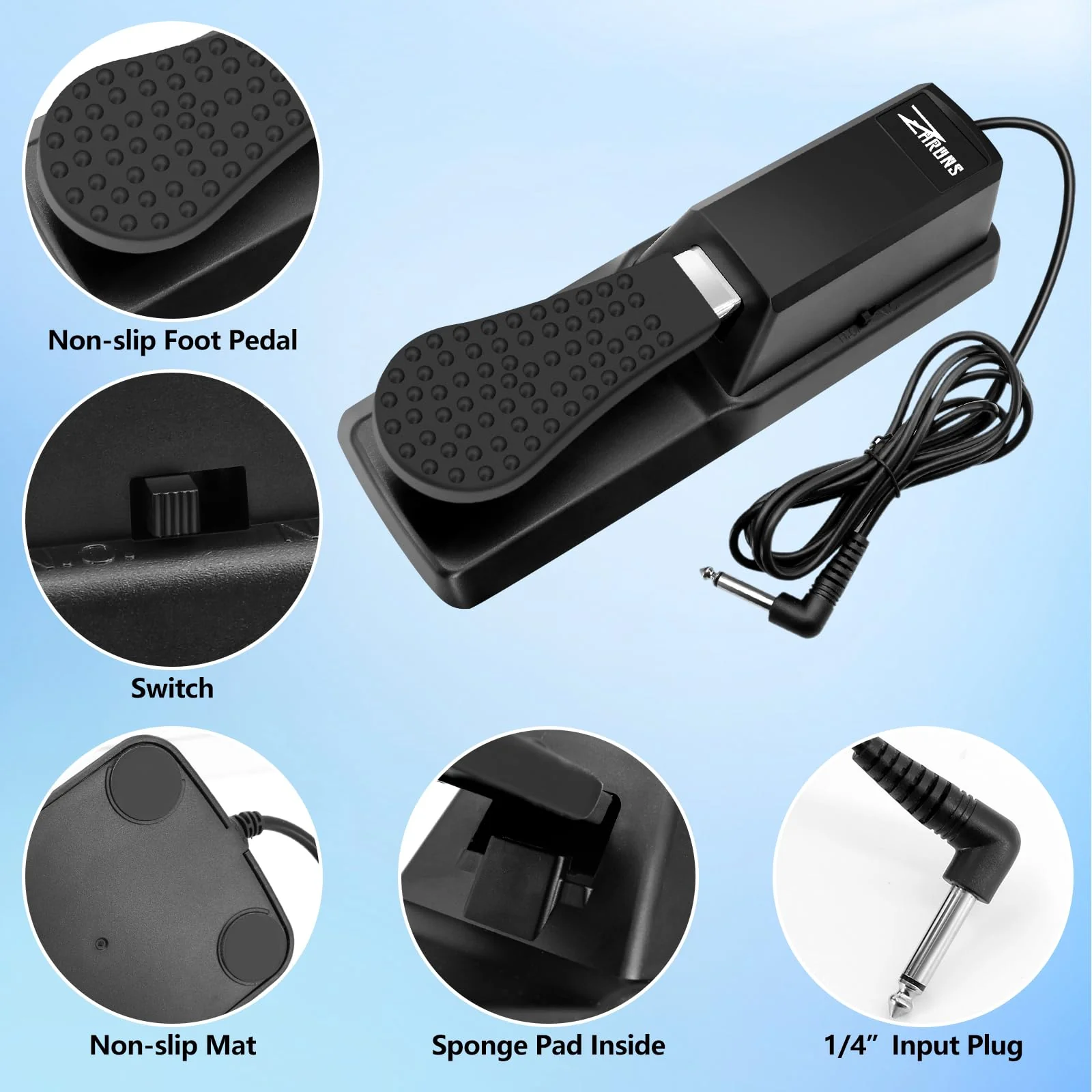 Sustain Pedal Universal for Keyboard, Piano Pedal with Polarity Switch for Digital Piano - Image 4