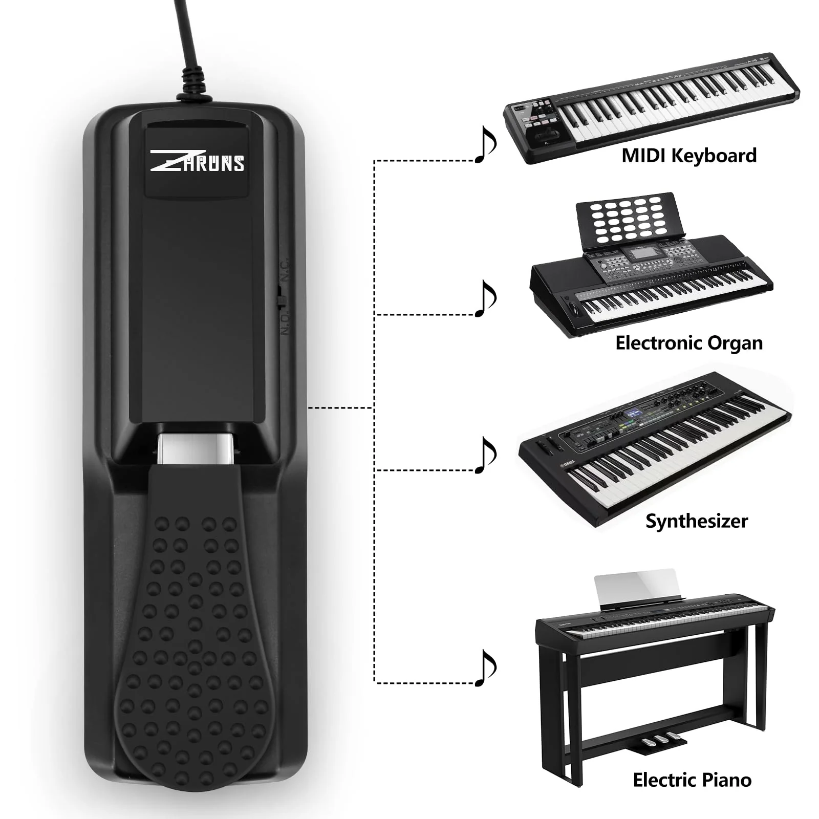 Sustain Pedal Universal for Keyboard, Piano Pedal with Polarity Switch for Digital Piano - Image 6