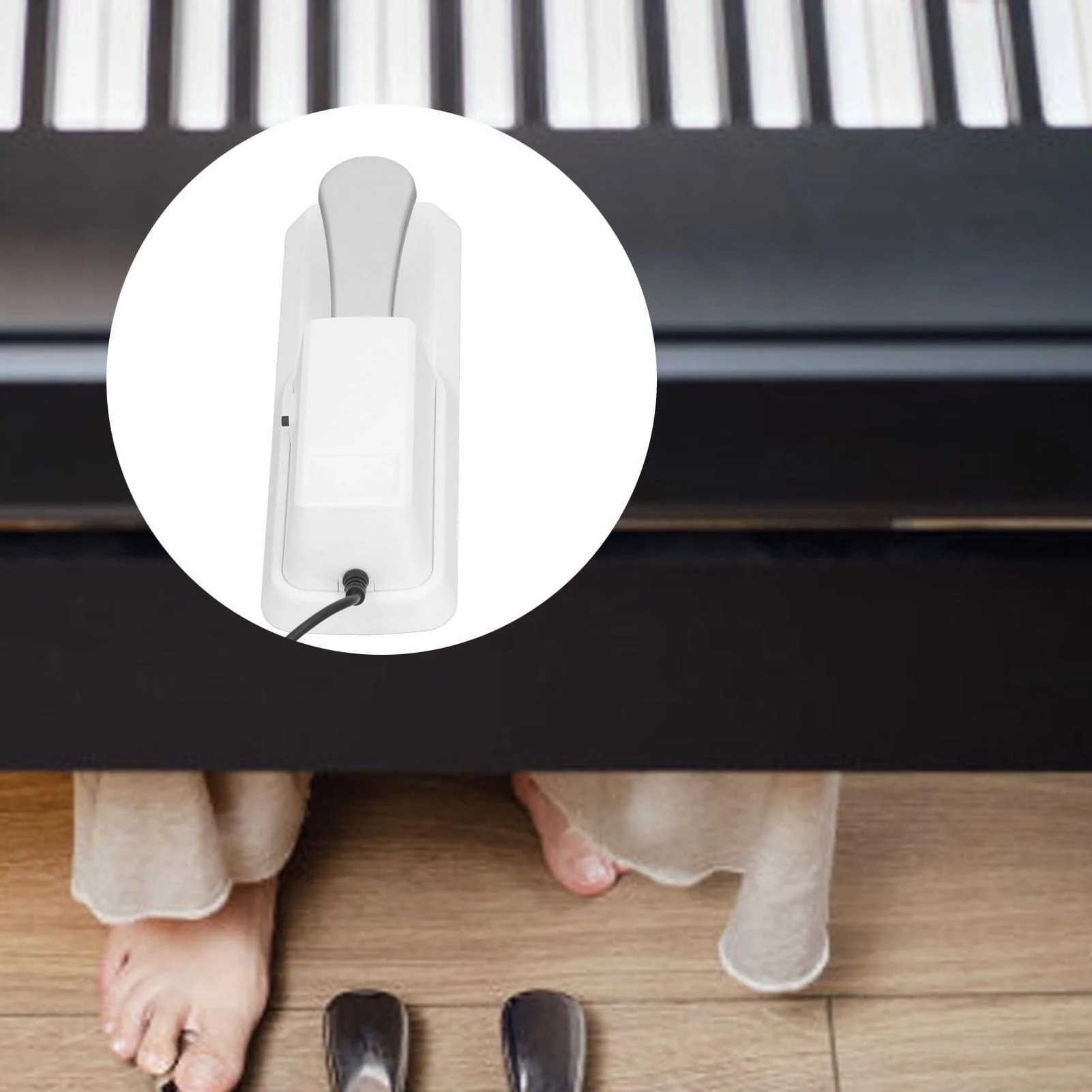 Sustain Pedal, Universal Keyboard Sustain Pedal with 1/4in (6.35mm) Input Plug & Anti Slip Rubber Bottom, Piano Foot Pedal for Digital Piano, Electronic Keyboard, MIDI White - Image 4