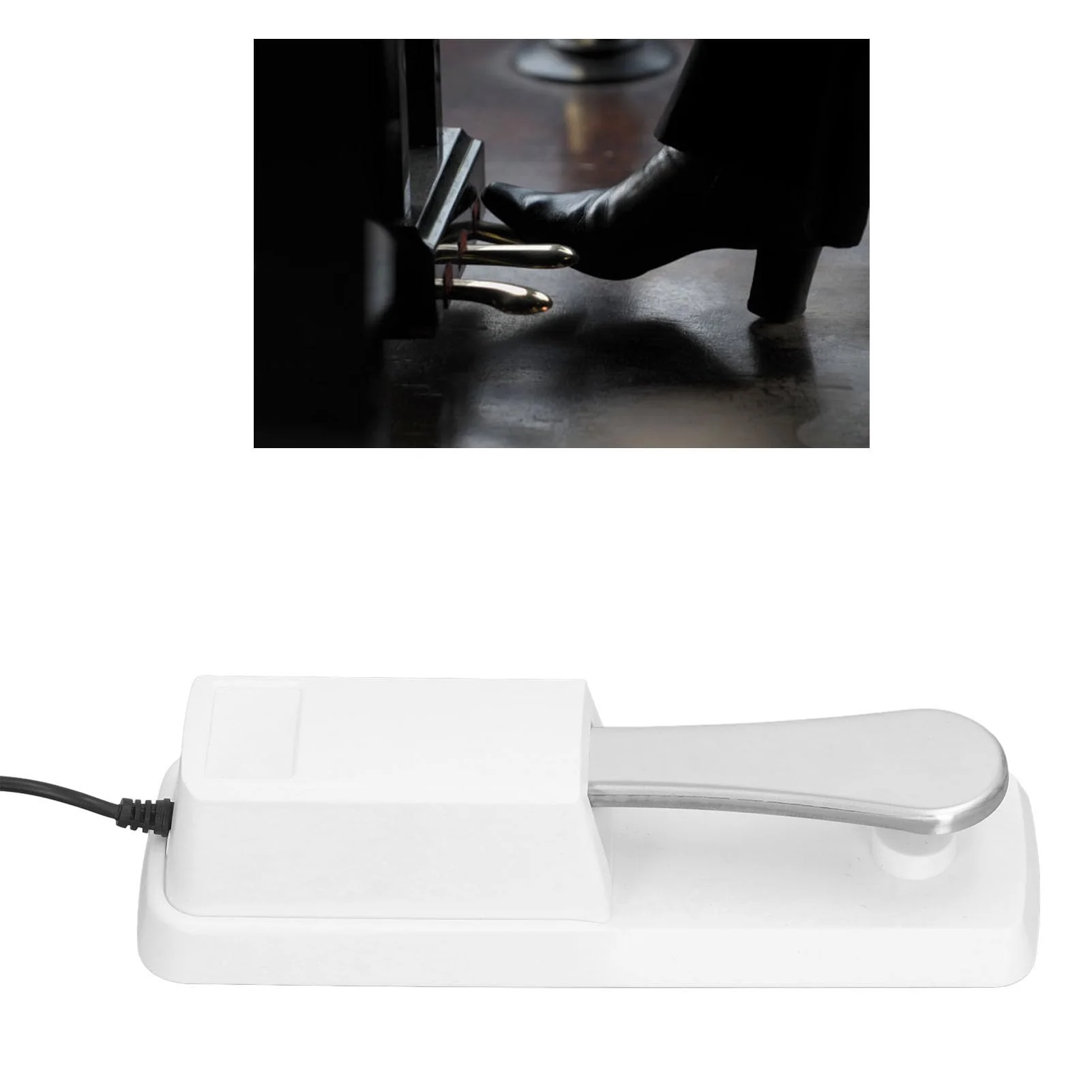 Sustain Pedal, Universal Keyboard Sustain Pedal with 1/4in (6.35mm) Input Plug & Anti Slip Rubber Bottom, Piano Foot Pedal for Digital Piano, Electronic Keyboard, MIDI White - Image 5