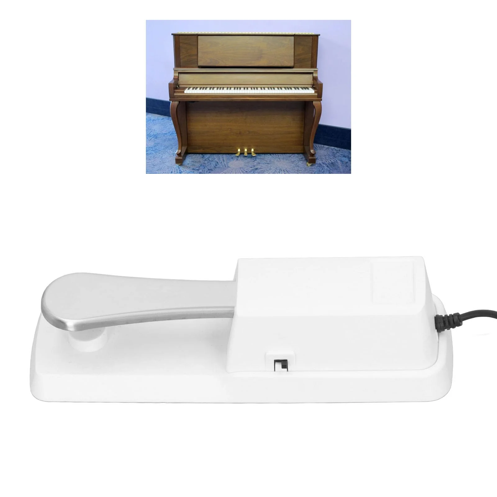Sustain Pedal, Universal Keyboard Sustain Pedal with 1/4in (6.35mm) Input Plug & Anti Slip Rubber Bottom, Piano Foot Pedal for Digital Piano, Electronic Keyboard, MIDI White - Image 6