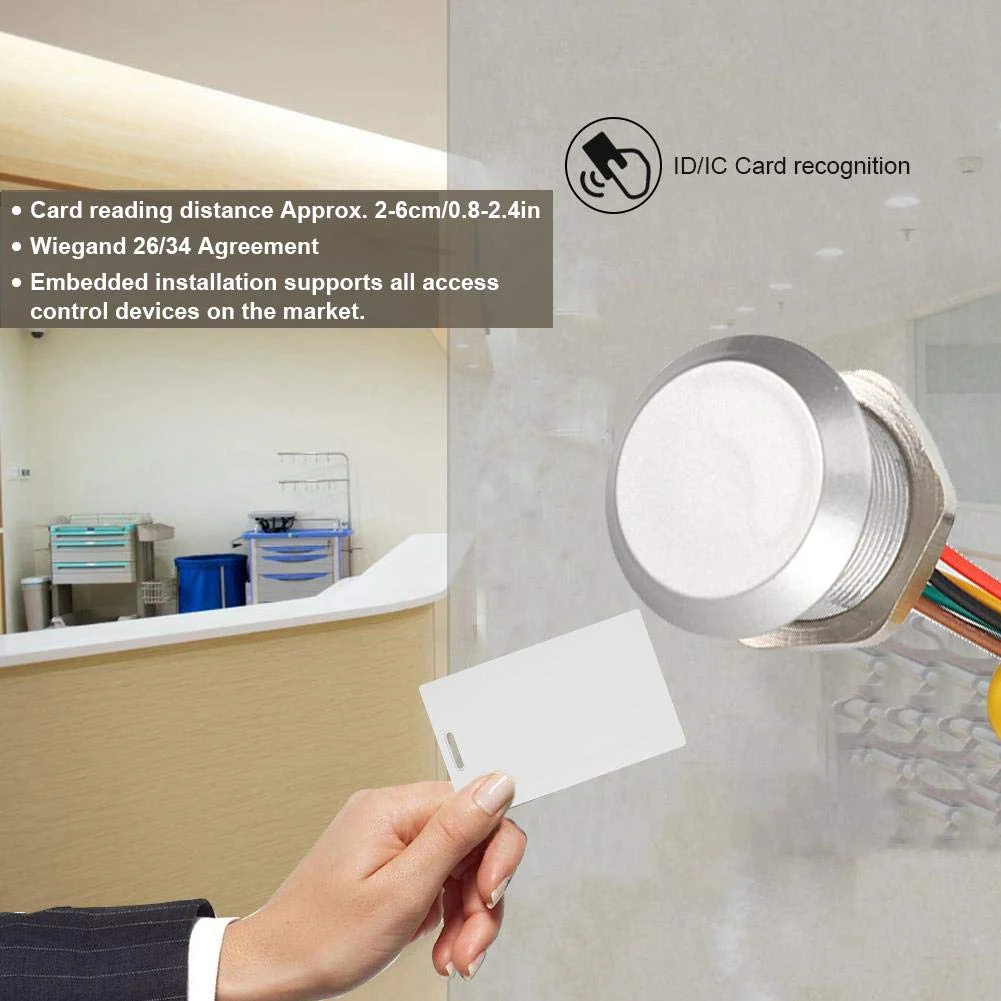 Sutinna RFID Reader, Mini RFID Controller, Built-in Waterproof Access Control Reader, Wiegand26/34 Interface for 125KHz (EM Card) / 13.56MHz (HID IC Card) (ID) Id - Image 2