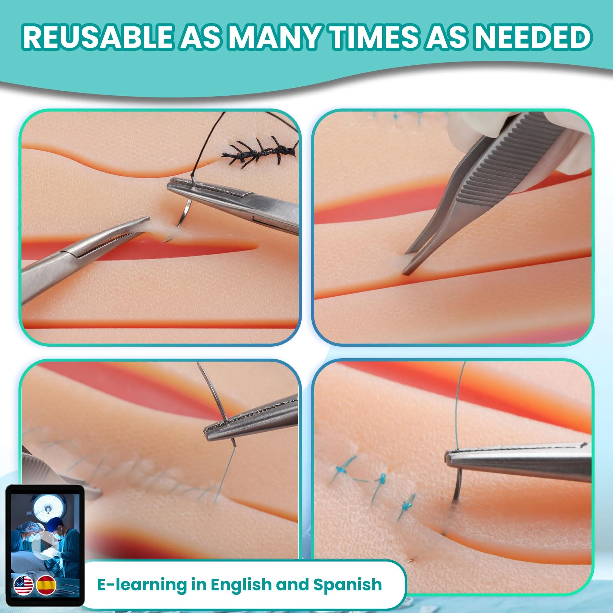 Suture Practice Kit for Medicine and Vet Students, Suture Kit for Suture Practice with Multilanguage Elearning, Suture Kit Practice Medical Student, Practice Suture Kit, Suturing Kit, Suture Kits - Image 3