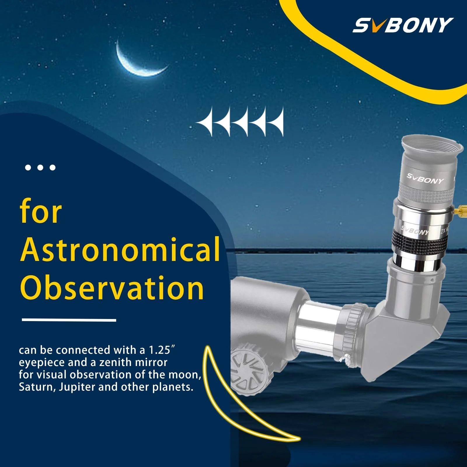 SVBONY SV137 Barlow Lens 1.25 Inch 2X Barlow Lens Metal Body Fully Multi Coated Telescope Accessory for Standard Telescope Eyepiece Astronomy - Image 6