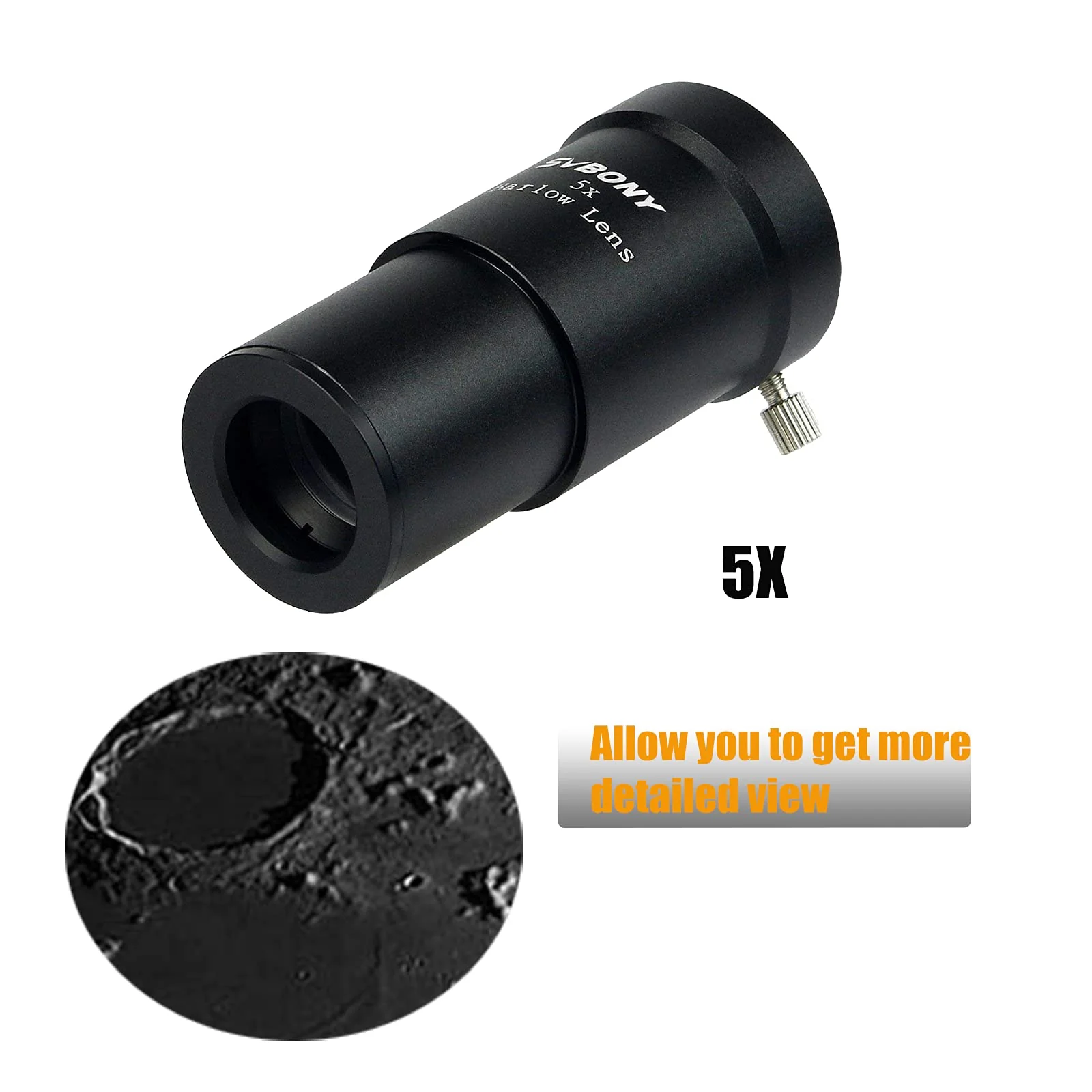SVBONY Telescope Barlow Lens, 1.25 Inch Telescope Accessory, Fully Multi Coated Broadband Green Film Barlow Lens 5X for Telescope Eyepiece - Image 4