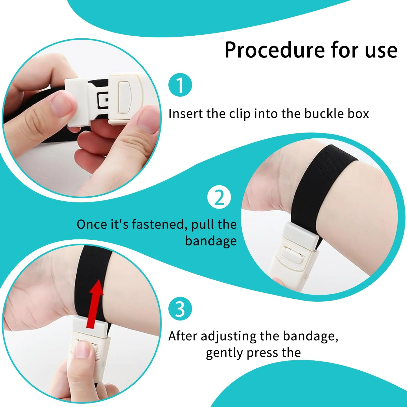svpfuo Pack of 4 Storage Tubes, Tourniquet, Vein Congestion, Suitable for Outdoor Emergency Nursing, Pulse Pressure Band, First Aid Compression Band for Home, Adopting ABS, Nylon, Spandex Made of - Image 3
