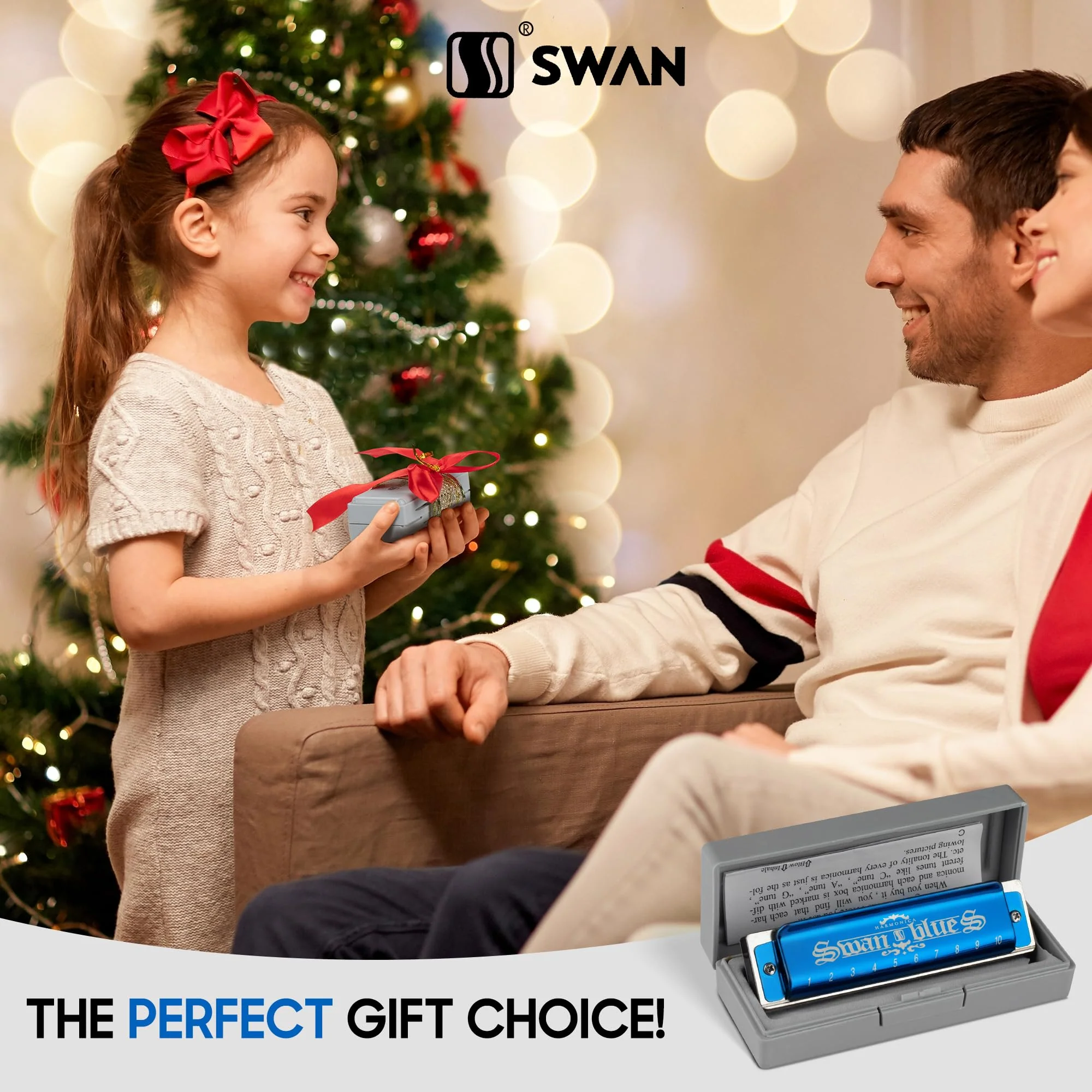SWAN Blues Harmonica C Key for Kids Adults, 10 Hole Diatonic Harmonica Key of C Brass Reed Blues Harp for Beginners Students, Metal Mouth Organ in Stainless Steel C Major, Black Swan Ocean Blue 10-hole blues (Black Swan Series) C key Blue - Image 8