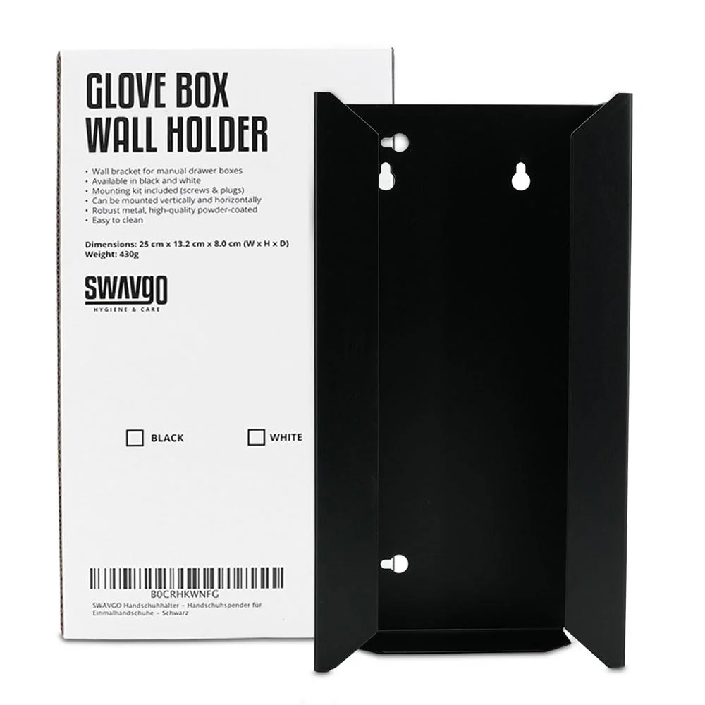 SWAVGO - Glove Holder - Glove Dispenser for Disposable Gloves - with Wall Mount (Black) black - Image 2
