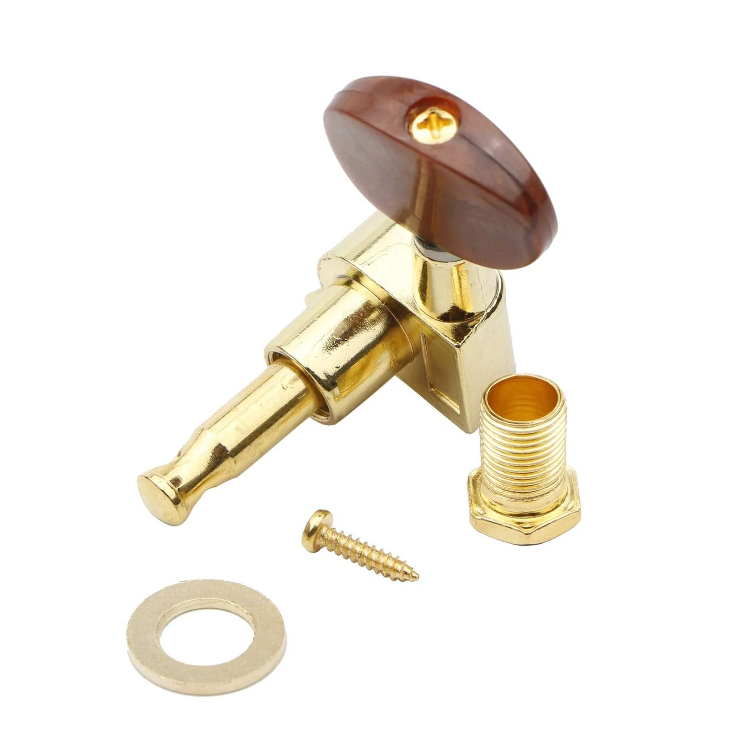 Swhmc 3R 3L Semi-Closed Golden Guitar String Tuners Tuning Keys Pegs Machine Heads Knobs Locking Tuners for Acoustic, Electric Guitar Gold - Image 2