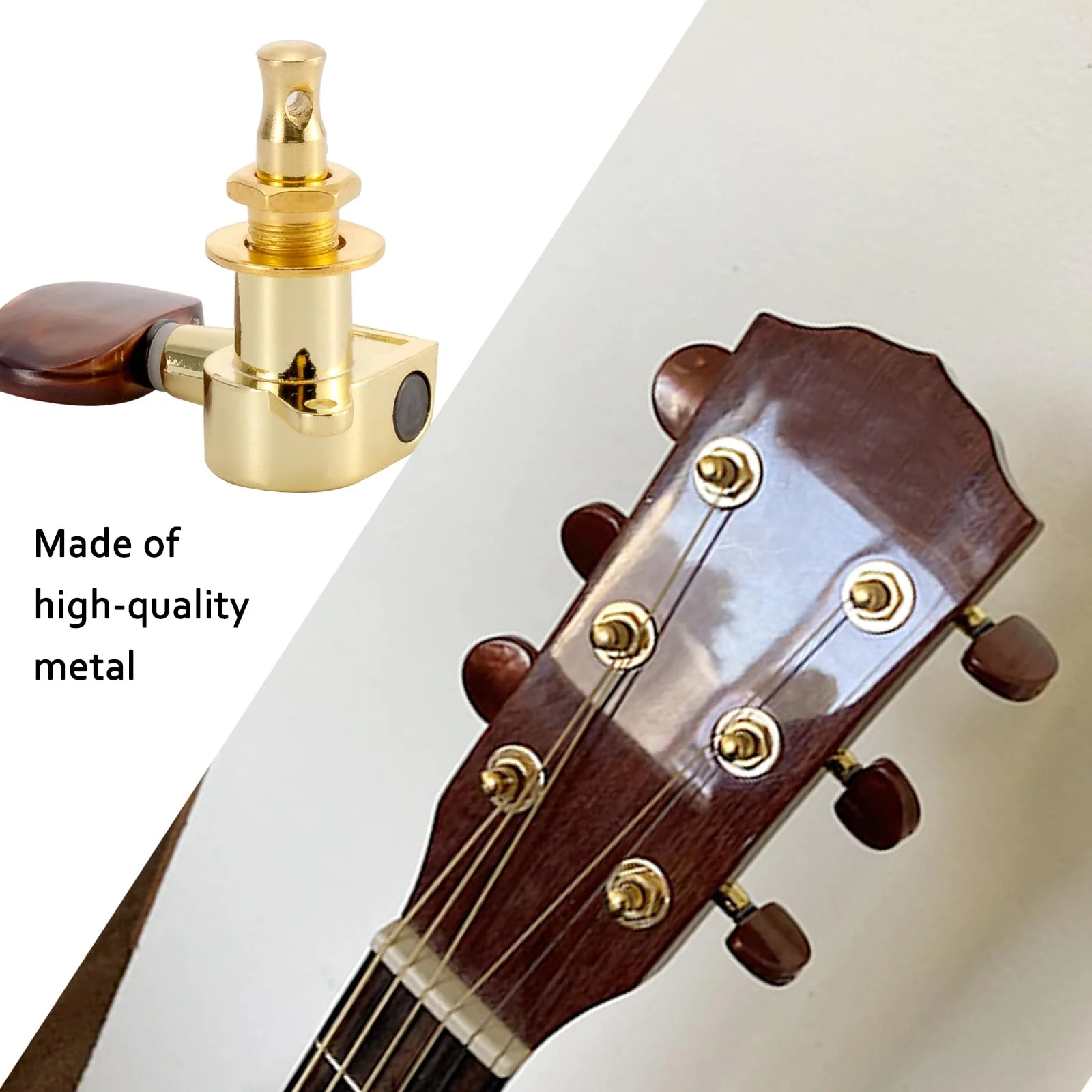 Swhmc 3R 3L Semi-Closed Golden Guitar String Tuners Tuning Keys Pegs Machine Heads Knobs Locking Tuners for Acoustic, Electric Guitar Gold - Image 5