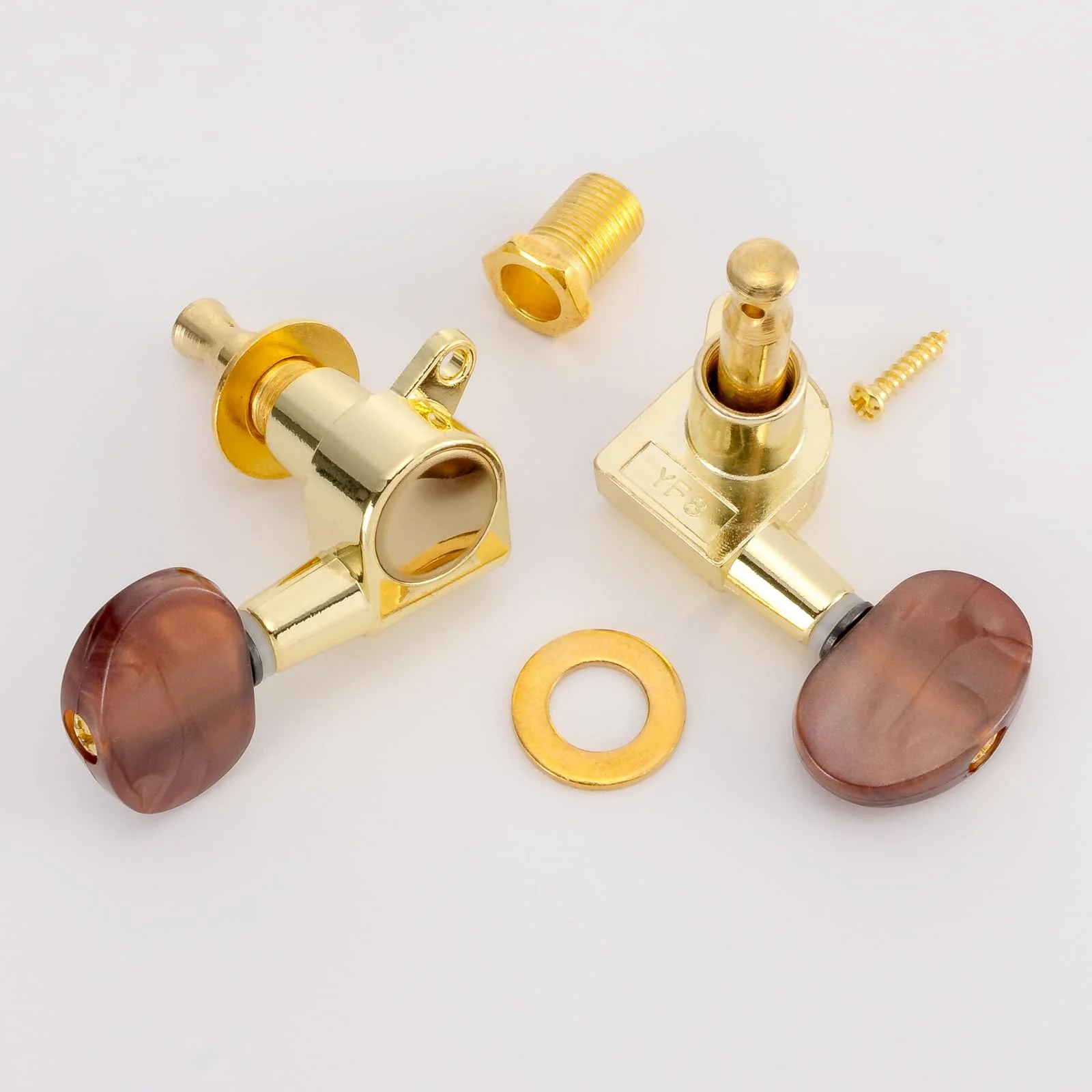 Swhmc 3R 3L Semi-Closed Golden Guitar String Tuners Tuning Keys Pegs Machine Heads Knobs Locking Tuners for Acoustic, Electric Guitar Gold - Image 7