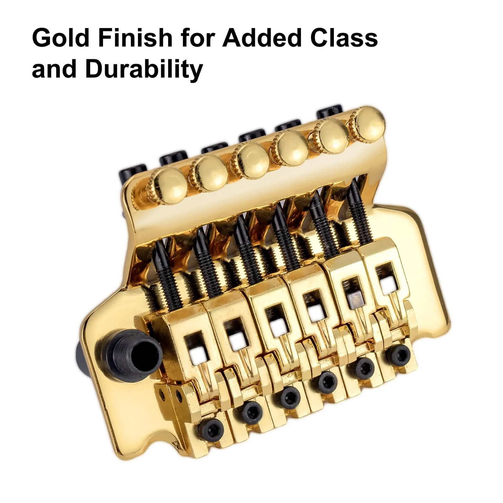 Swhmc Floyd Rose Type Locking Tremolo Bridge, Gold 2-Point Electric Guitar Bridge & Parts Set w/Bar for Strat, Replacement Guitar Hardware - Image 2