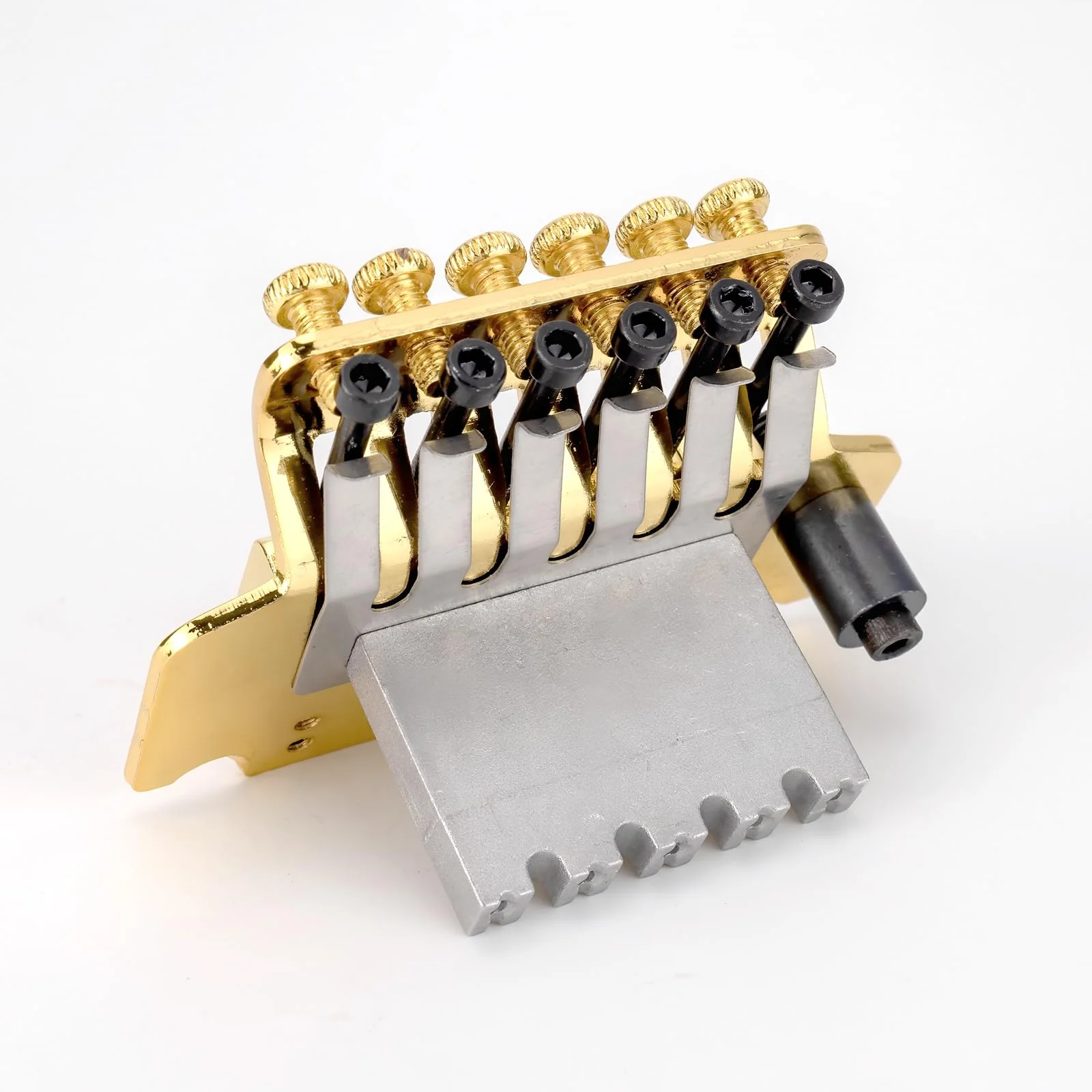Swhmc Floyd Rose Type Locking Tremolo Bridge, Gold 2-Point Electric Guitar Bridge & Parts Set w/Bar for Strat, Replacement Guitar Hardware - Image 6