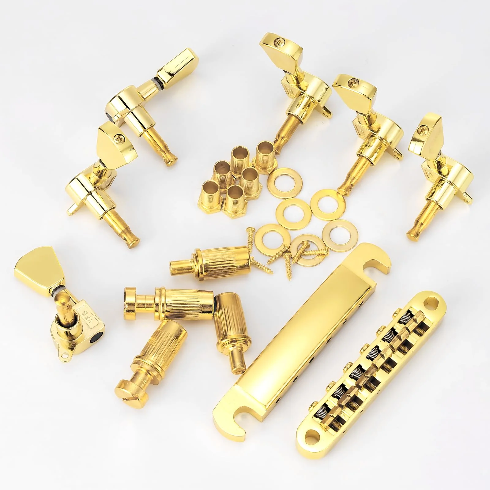 Swhmc Gold Guitar Parts Set Saddle Bridge Tune-O-Matic Tailpiece and 3L3R Sealed Gear Tuning Pegs Keys Machine Head for Les Paul Electric Guitar - Image 2