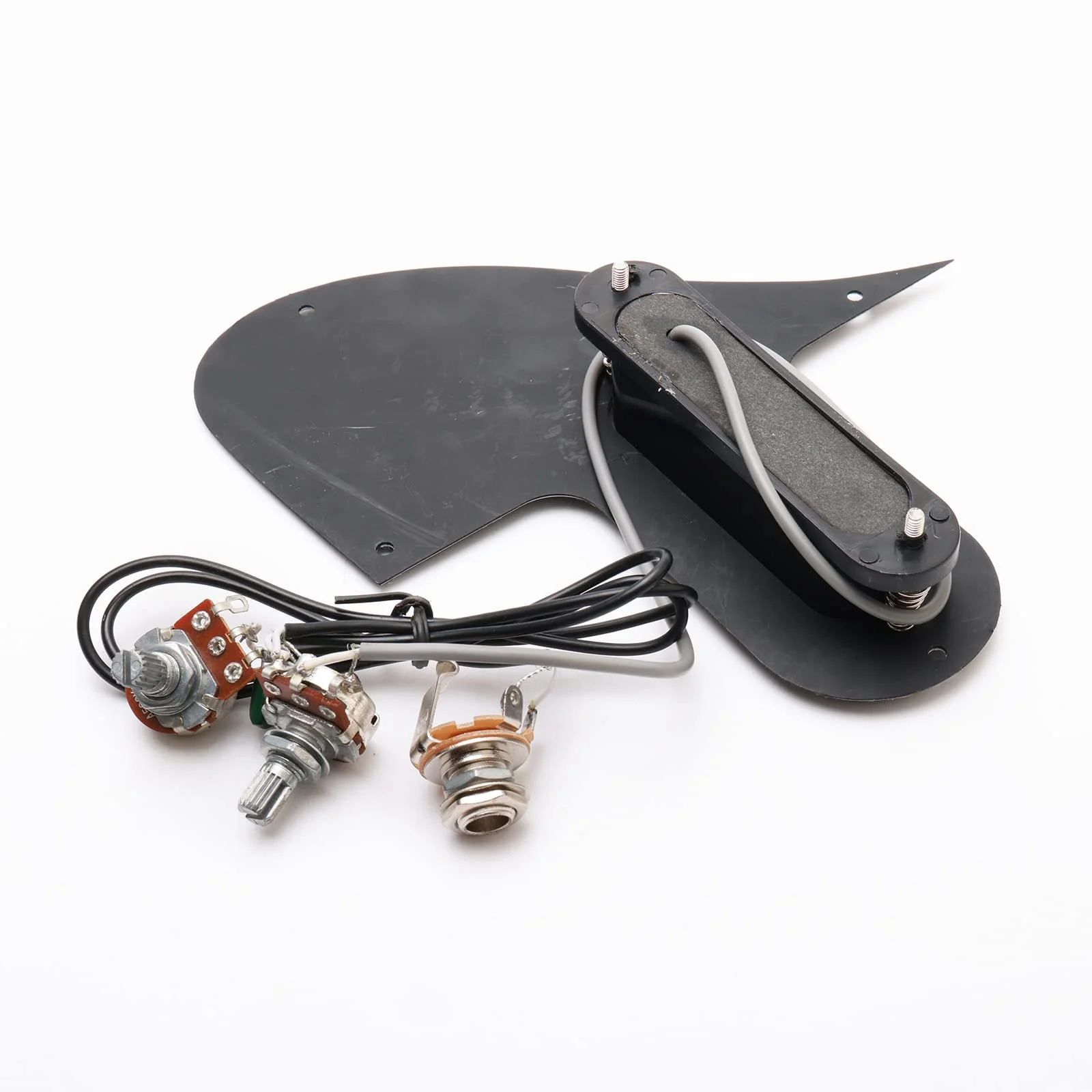Swhmc Mandolin Pickguard Plate with Single Coil Pickups 3 Ply Guitar Pickguard A500k B500k Pot(Black Pearl) - Image 5