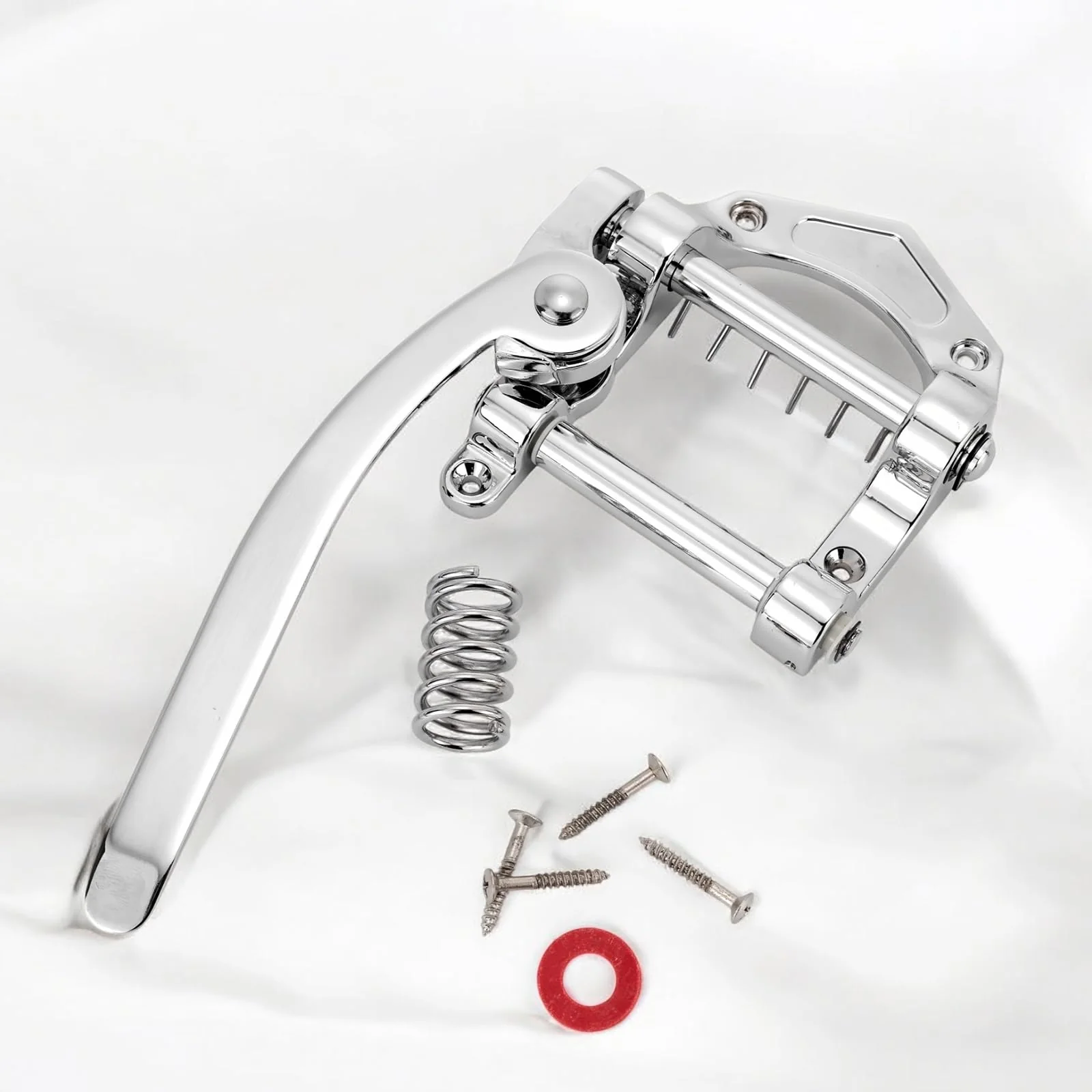 Swhmc Tremolo Bridge for Electric Guitar, Chrome Plated Vibrato Tailpiece with Roller Bar, Replacement for Telecaster SG LP Flat Top Body, Hardtail Bridge Upgrade - Image 2