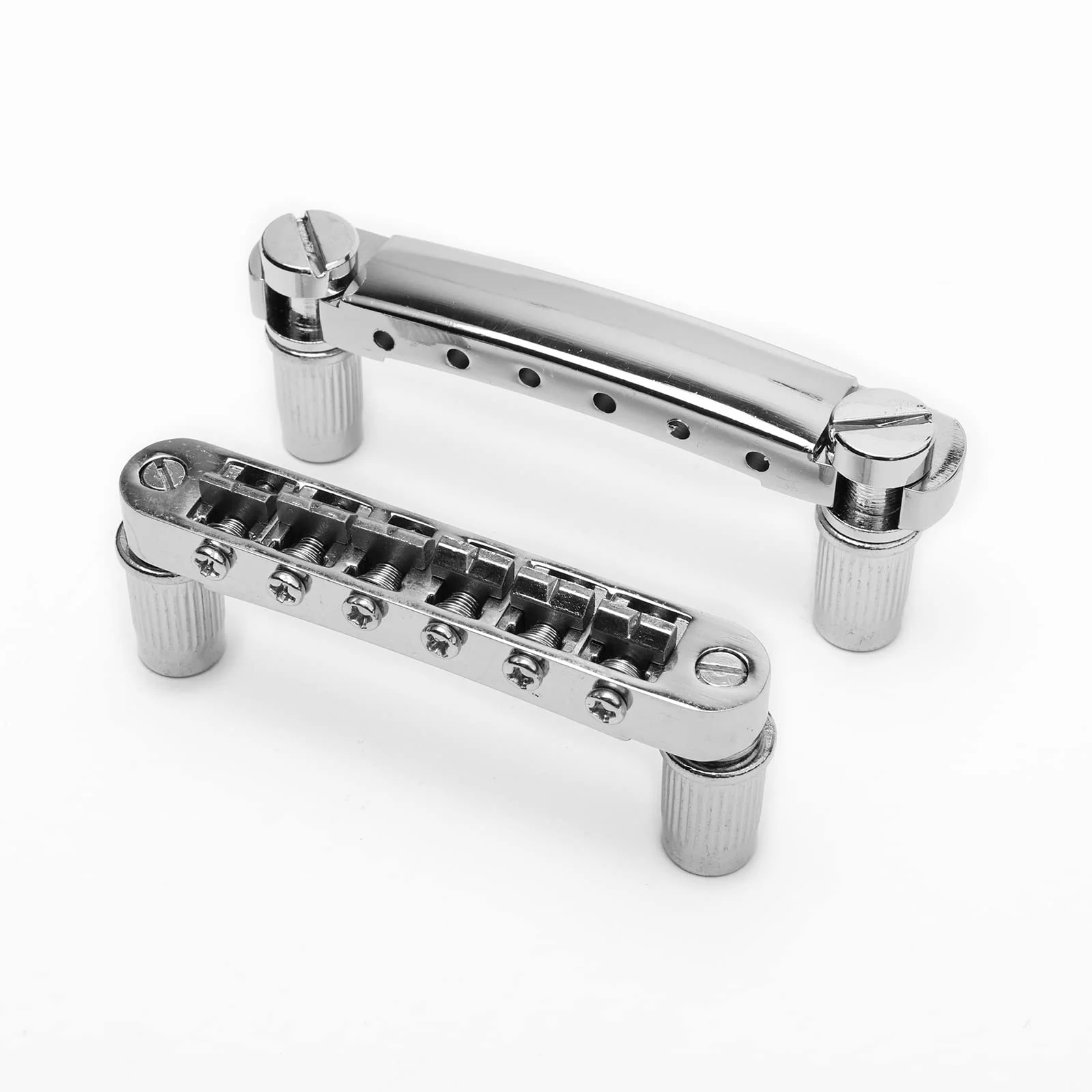 Swhmc Tune-O-Matic Bridge and Tailpiece Studs Set for LP Electric Guitar Replacement Parts, with 3L3R Guitar Locking Tuners Tuning Pegs Keys (Silver) silver - Image 5