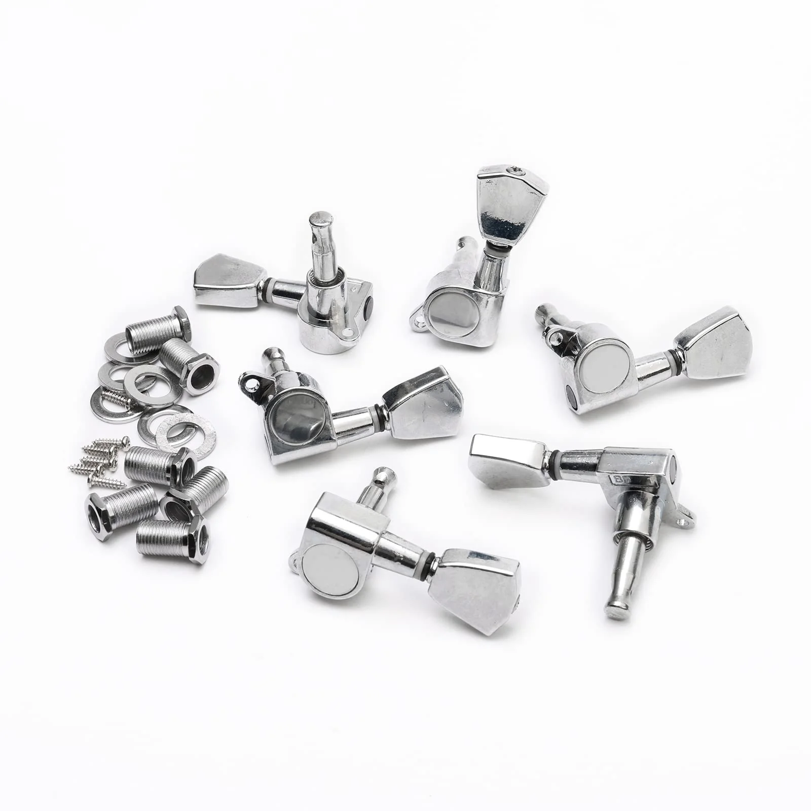 Swhmc Tune-O-Matic Bridge and Tailpiece Studs Set for LP Electric Guitar Replacement Parts, with 3L3R Guitar Locking Tuners Tuning Pegs Keys (Silver) silver - Image 6