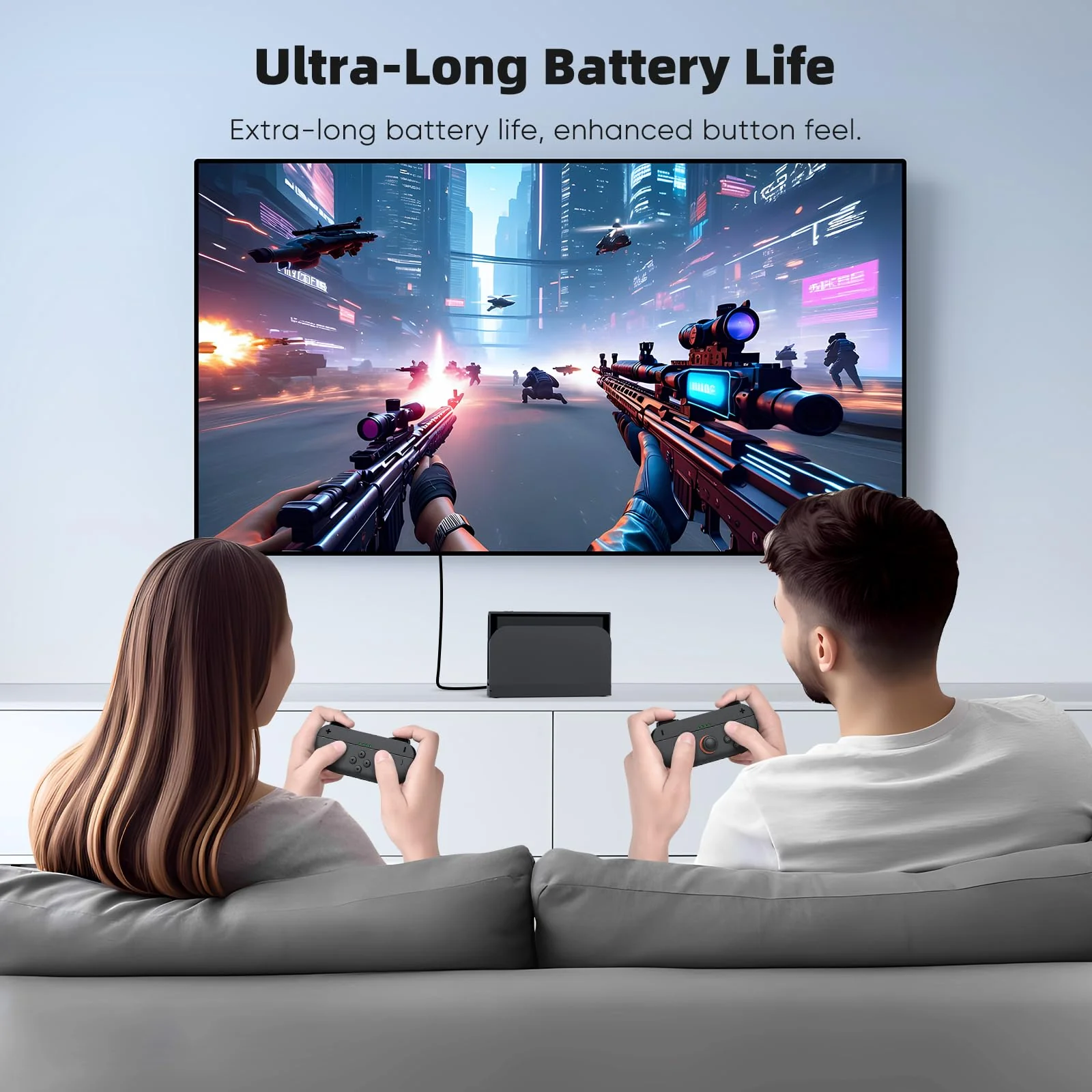 Switch 2 Joypad Charging Grip with Built-in 3700 mWH Battery - 3.5H Fast Charging with LED Display, Enlarged SR/SL Buttons, Charging While Playing (Black & Black) Black & Black - Image 8
